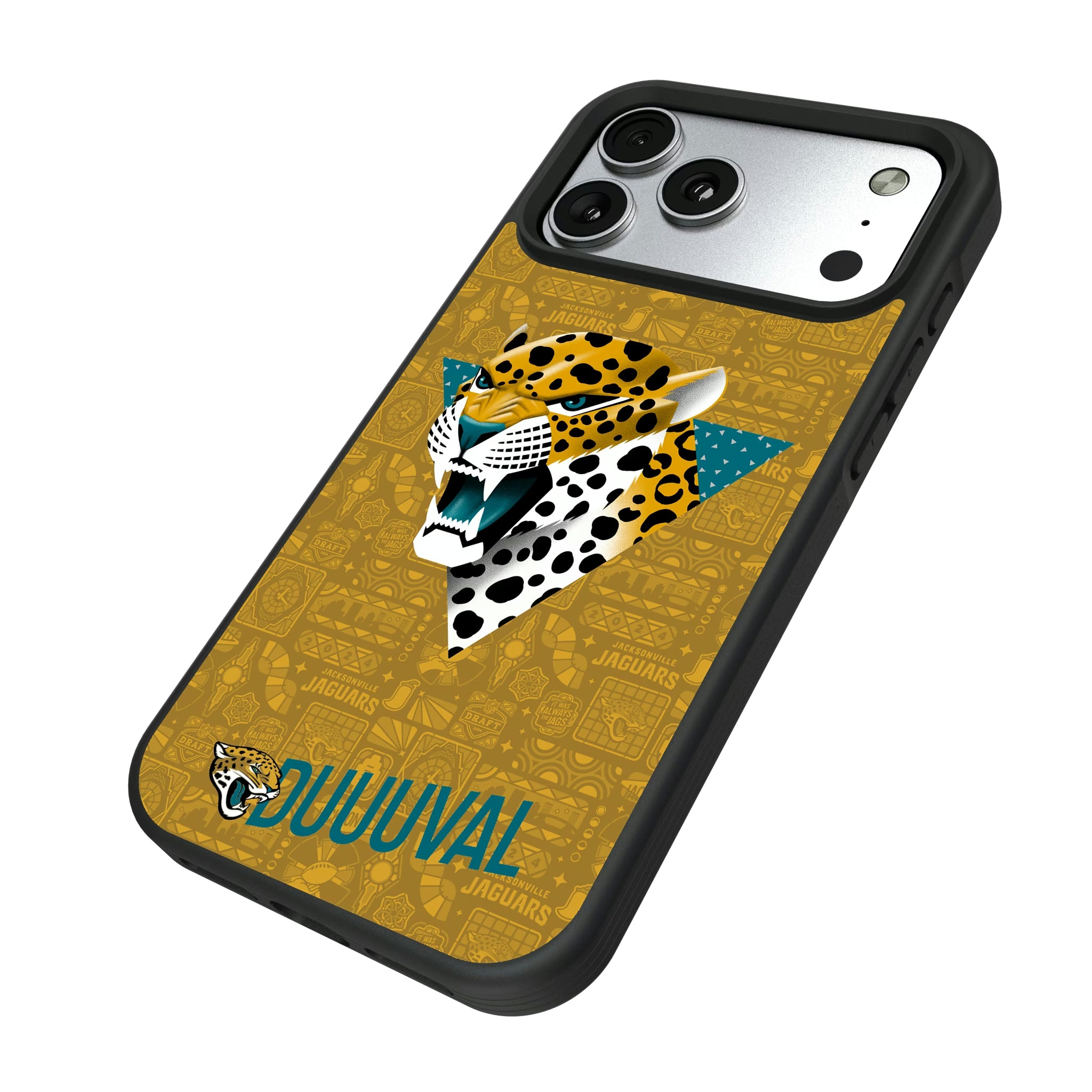 Jacksonville Jaguars Deco iPhone Bump Phone Case for Apple iPhone - Isometric View#Device_iPhone 17 Pro Max