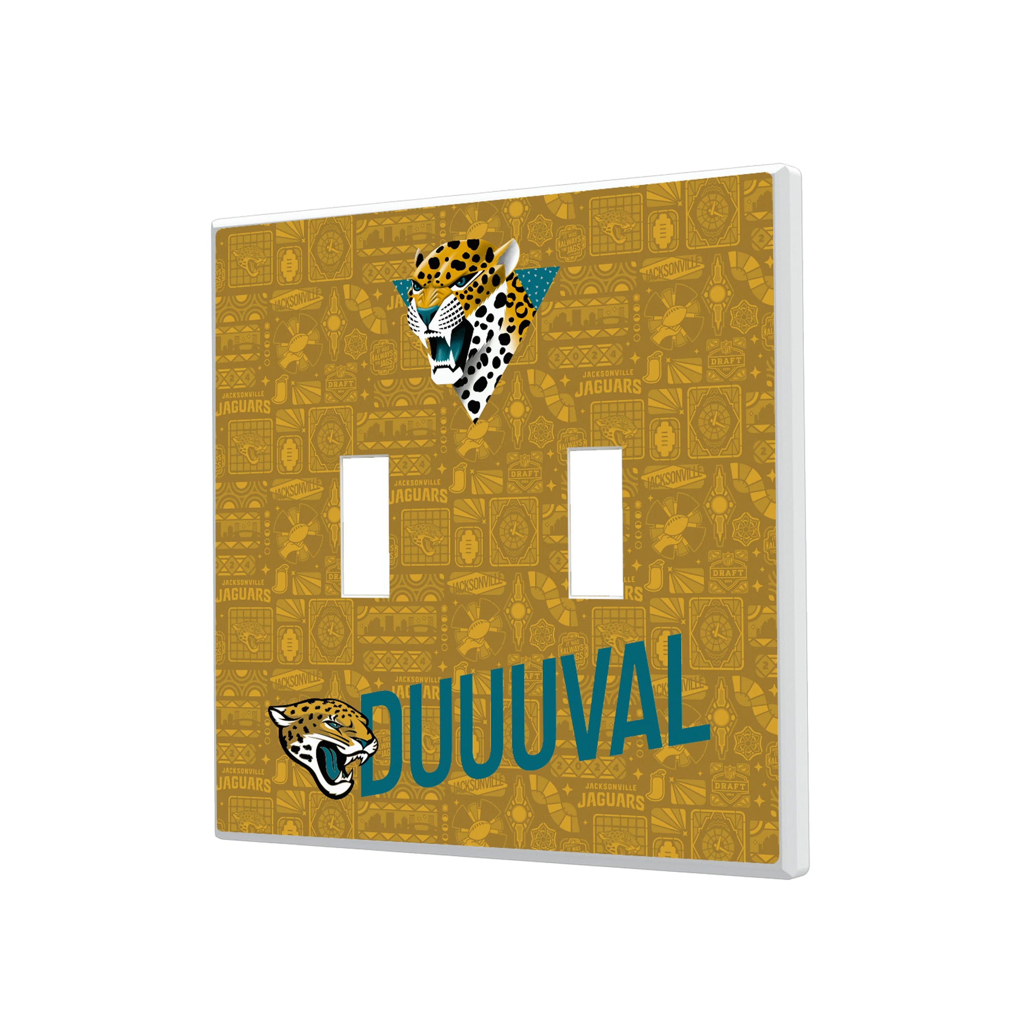 Jacksonville Jaguars Deco Hidden-Screw Light Switch Plate#Style_Double Toggle