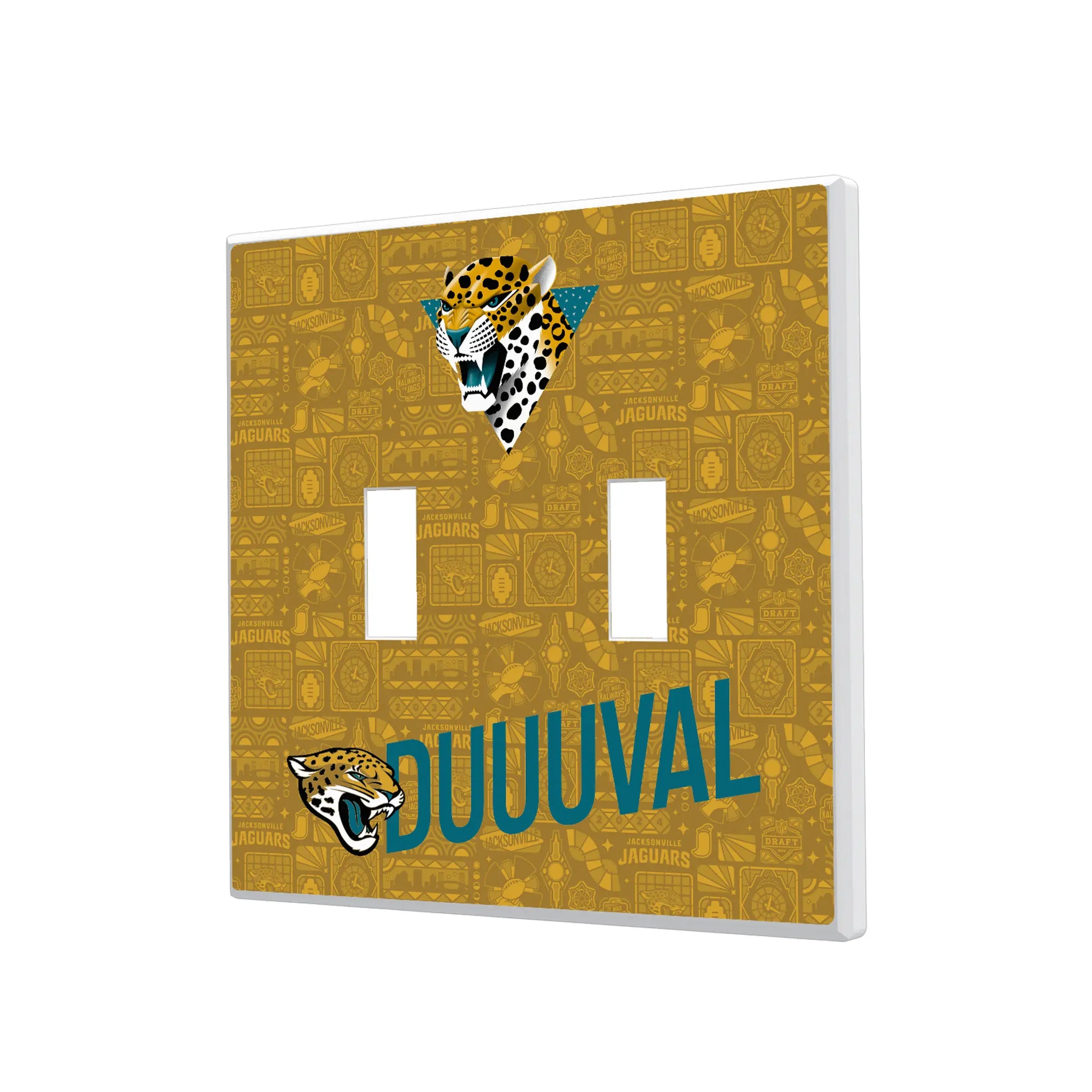 Jacksonville Jaguars Deco Hidden-Screw Light Switch Plate#Style_Double Toggle