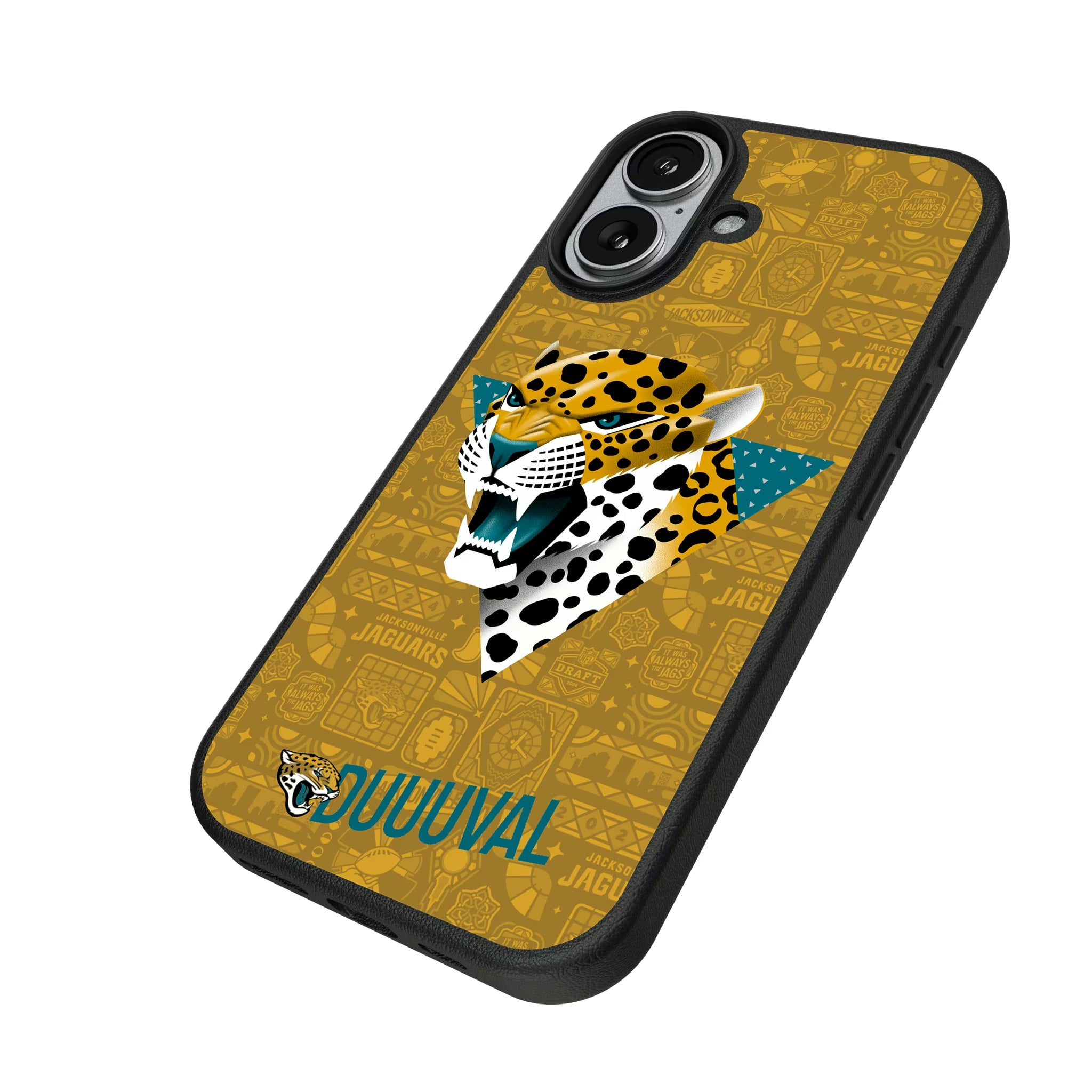 Jacksonville Jaguars Deco iPhone MagSafe Compatible Phone Case for Apple iPhone - Isometric View#Device_iPhone 17