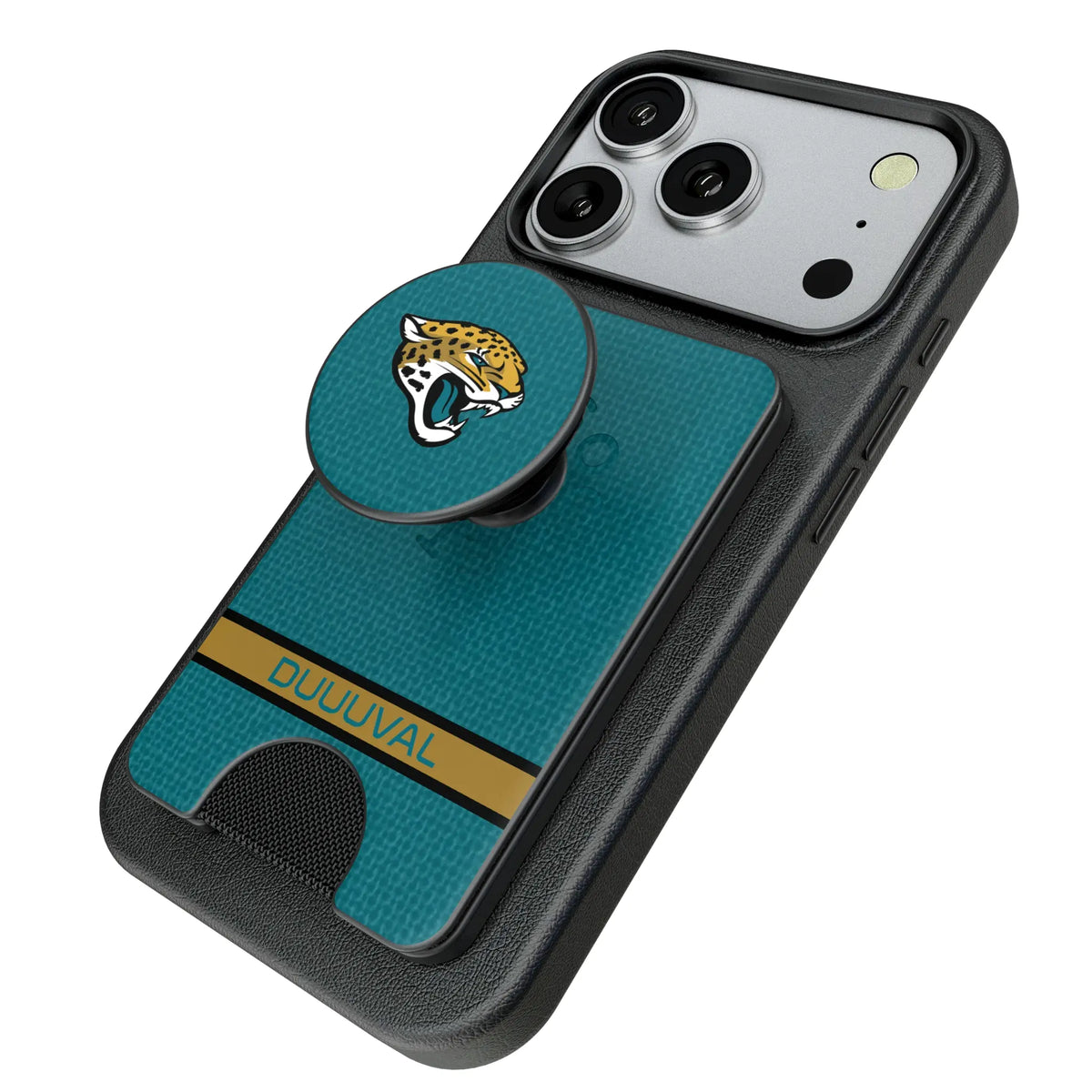 Jacksonville Jaguars Endzone Solid Popsockets Wallet Magnetic - Isometric View