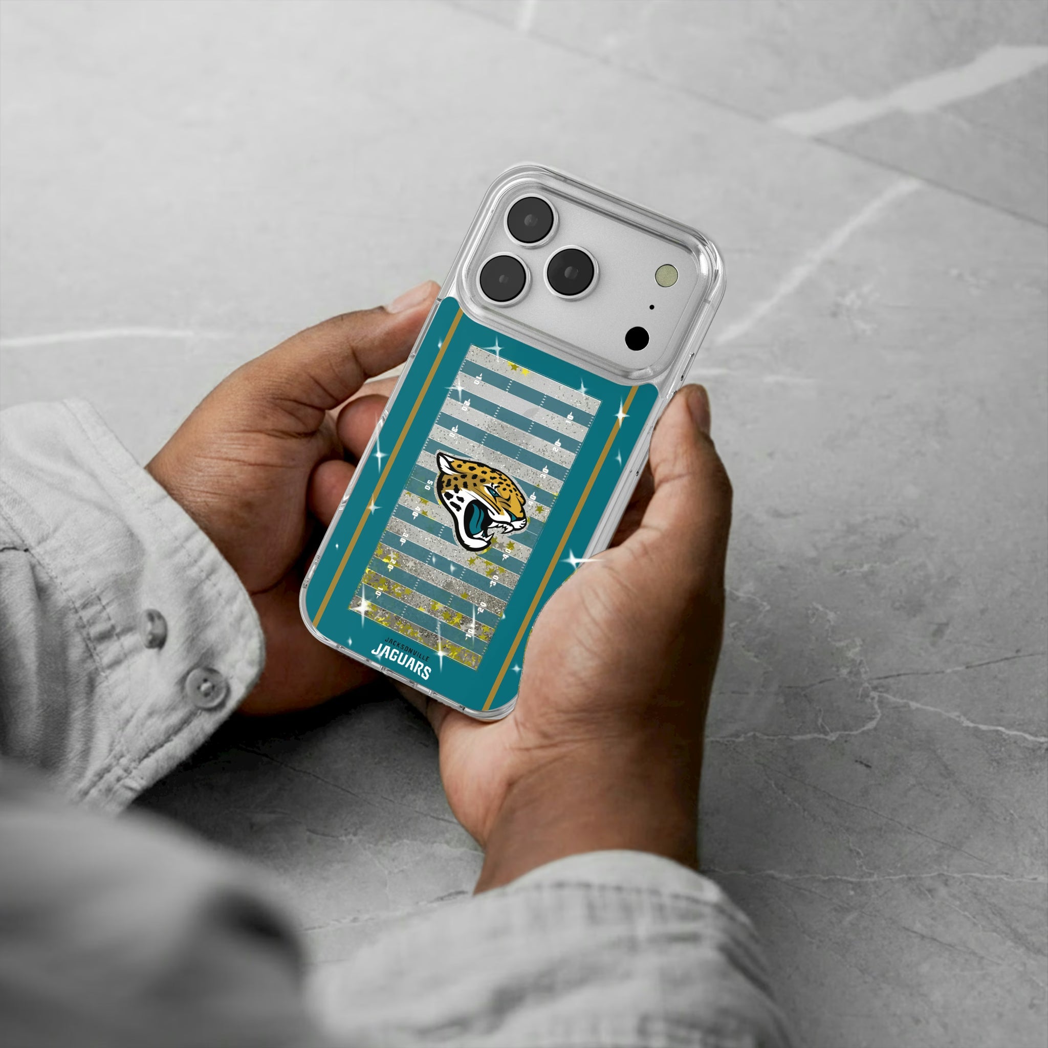 Jacksonville Jaguars Field iPhone Glitter Phone Case for Apple iPhone - Lifestyle