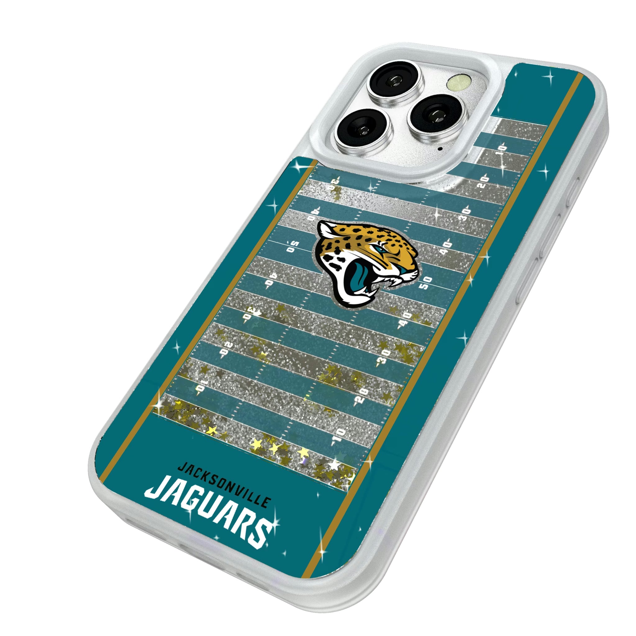 Jacksonville Jaguars Field iPhone Glitter Phone Case for Apple iPhone - Isometric View#Device_iPhone 16 Pro