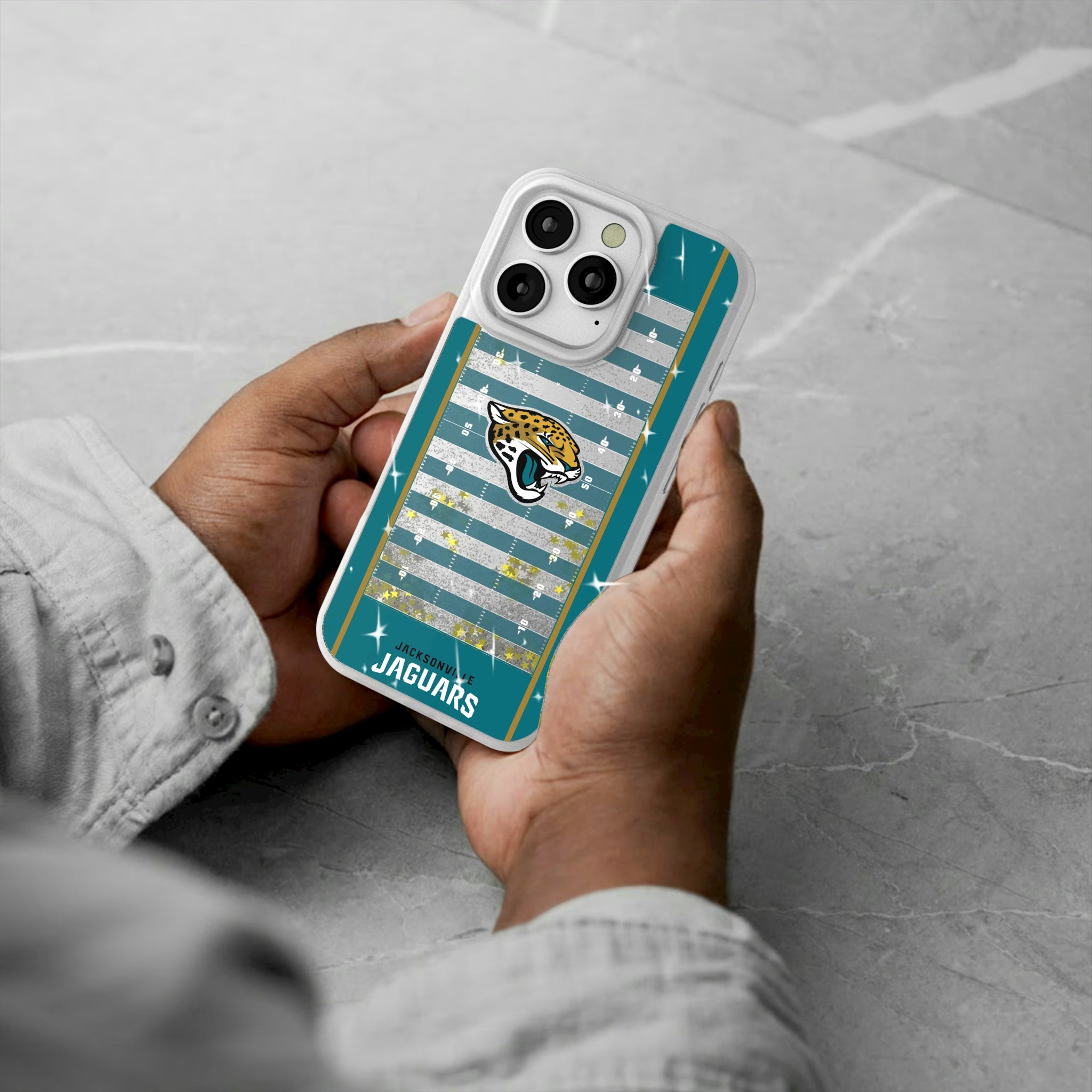 Jacksonville Jaguars Field iPhone Glitter Phone Case for Apple iPhone - Lifestyle#Device_iPhone 16 Pro
