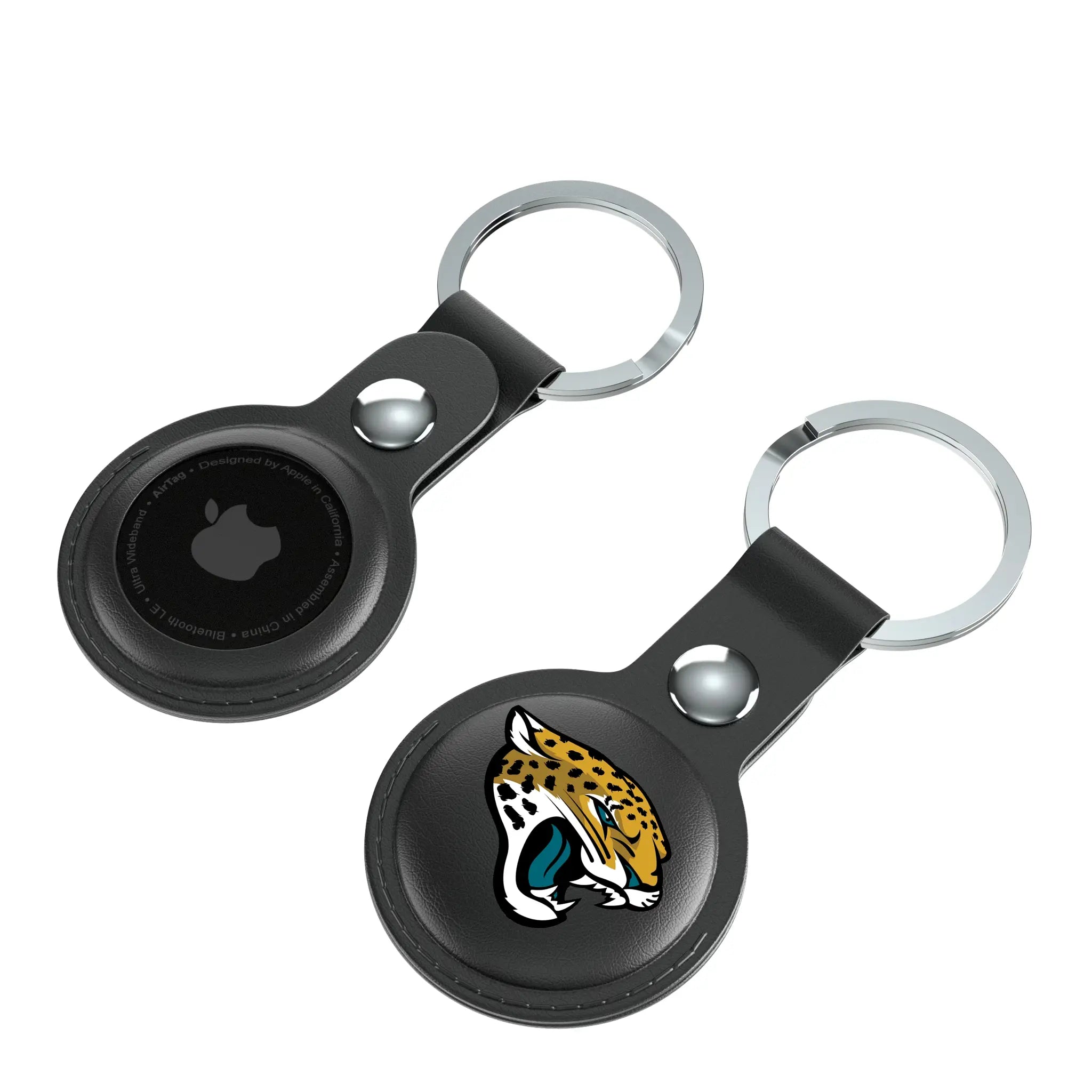 Jacksonville Jaguars Insignia AirTag Black Airtag Holder 2-Pack - Isometric View