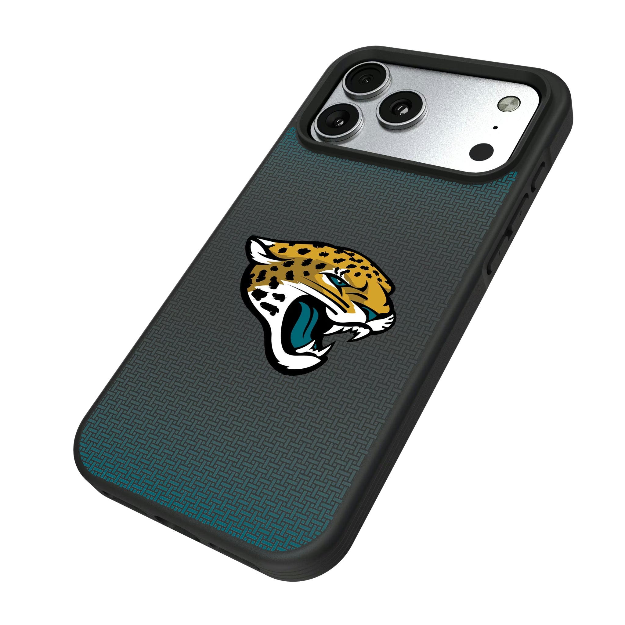 Jacksonville Jaguars Linen iPhone Bump Phone Case for Apple iPhone - Isometric View#Device_iPhone 17 Pro Max