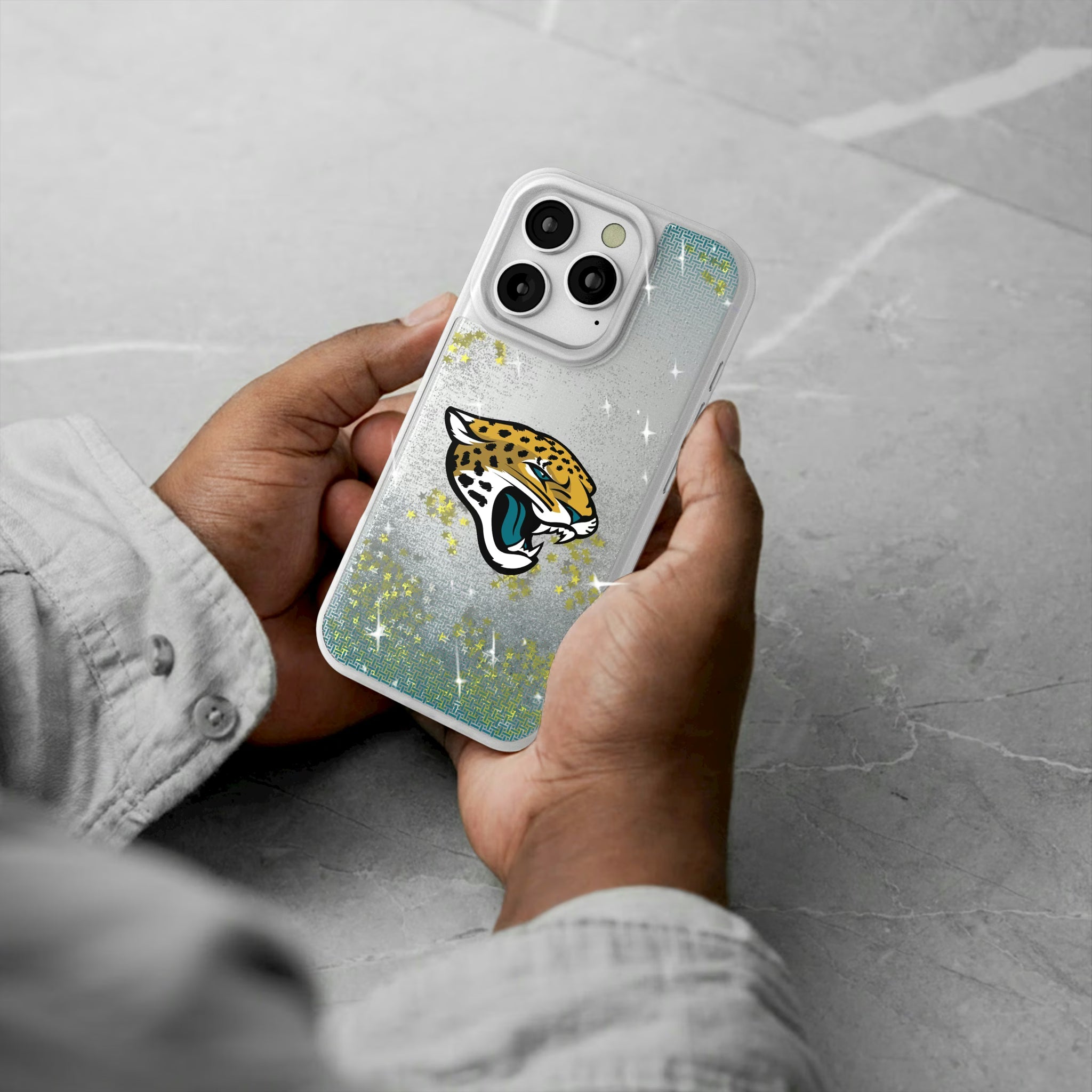 Jacksonville Jaguars Linen iPhone Glitter Phone Case for Apple iPhone - Lifestyle#Device_iPhone 16 Pro