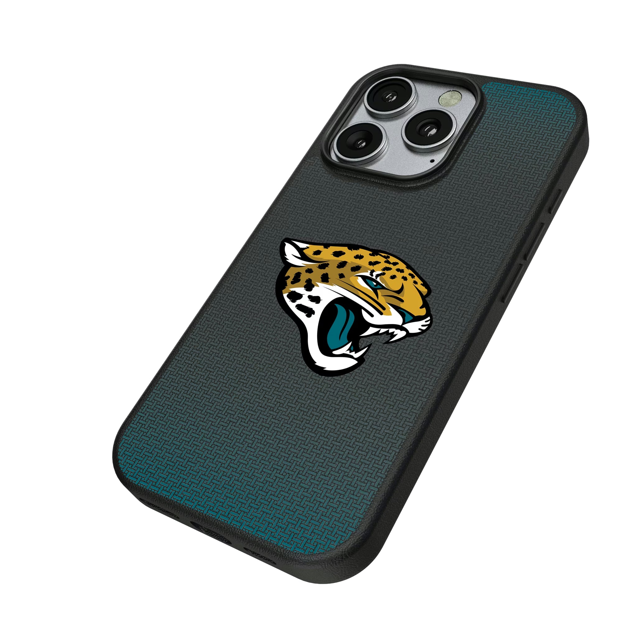 Jacksonville Jaguars Linen iPhone MagSafe Compatible Phone Case for Apple iPhone - Isometric View