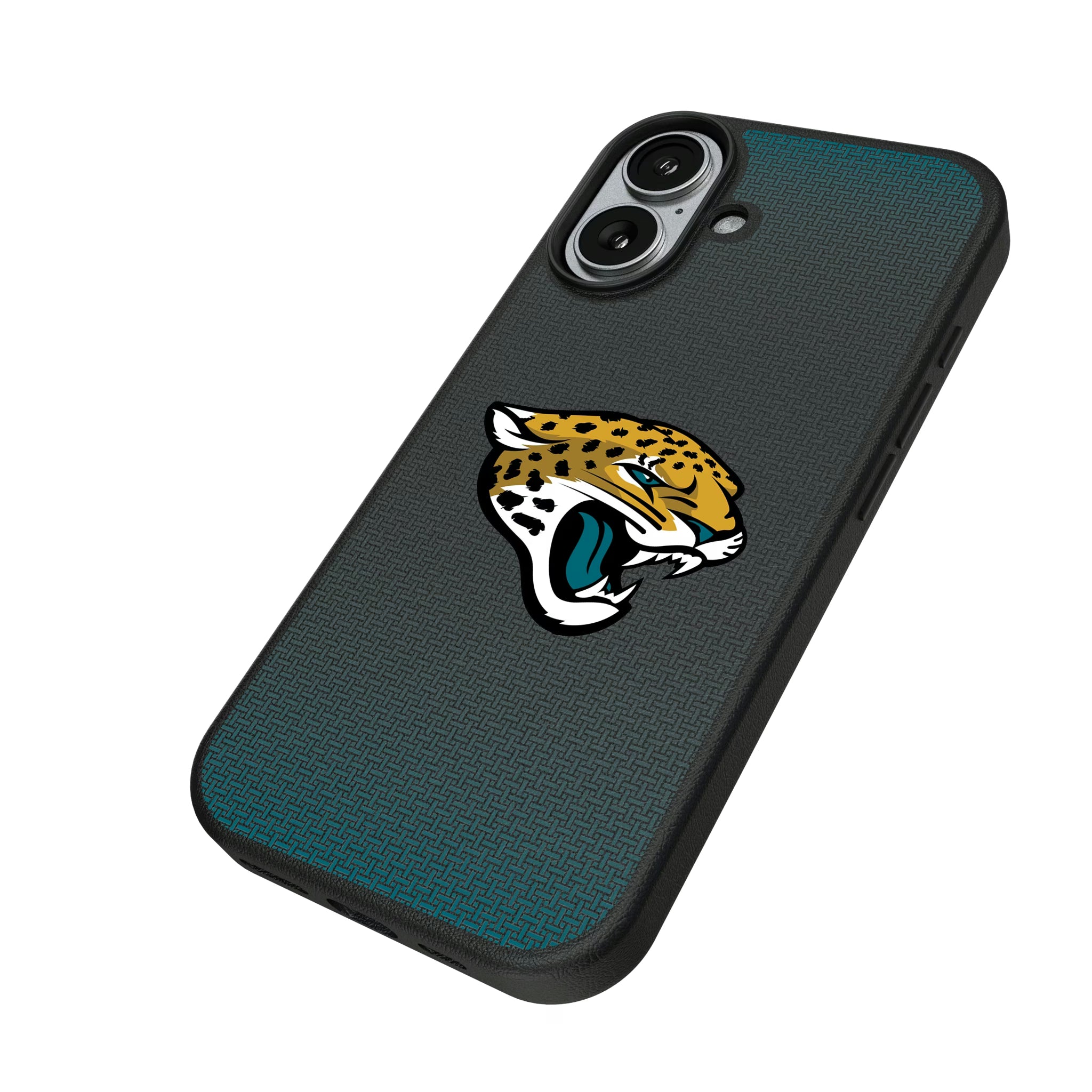 Jacksonville Jaguars Linen iPhone MagSafe Compatible Phone Case for Apple iPhone - Isometric View#Device_iPhone 17