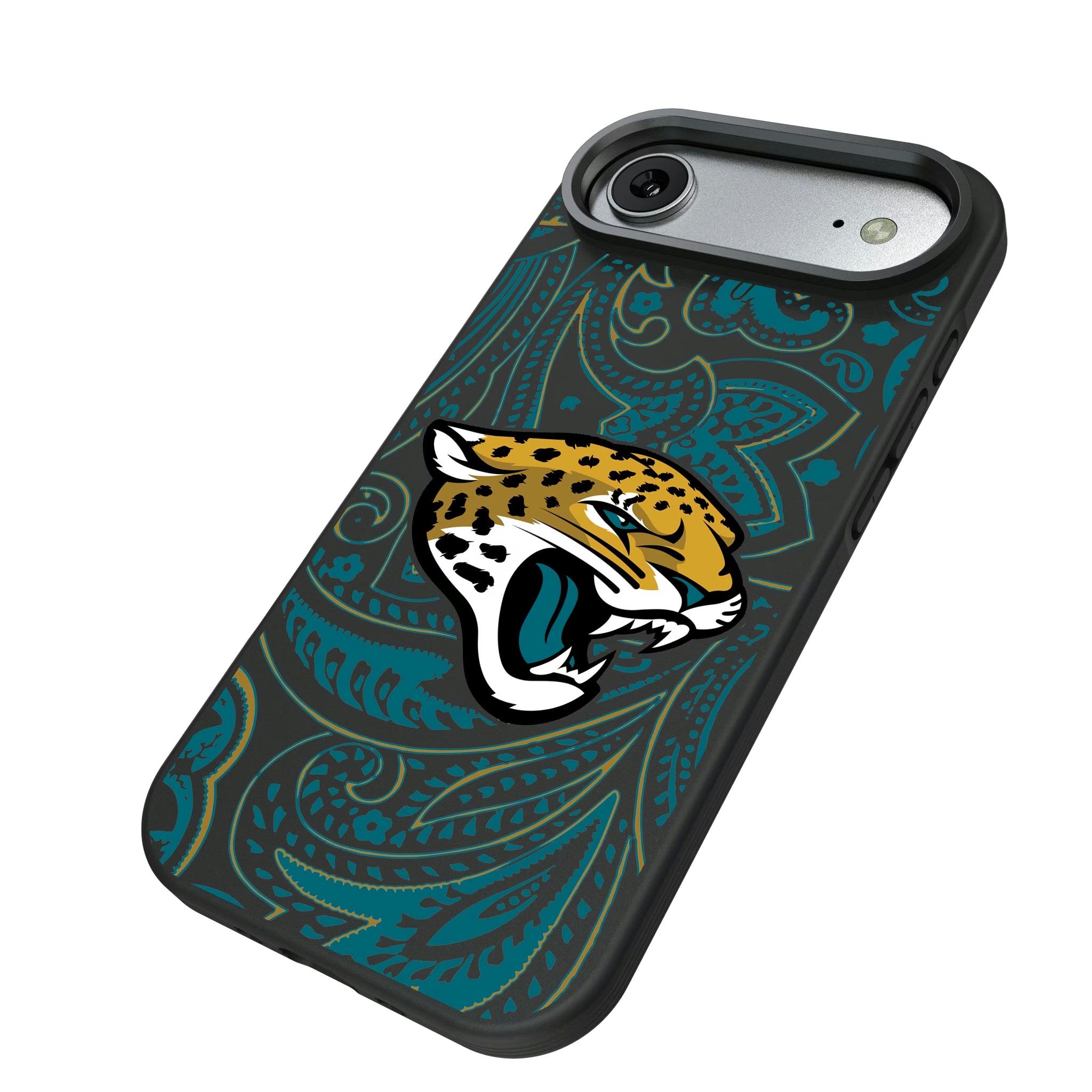 Jacksonville Jaguars Paisley iPhone Bump Phone Case for Apple iPhone - Isometric View#Device_iPhone Air