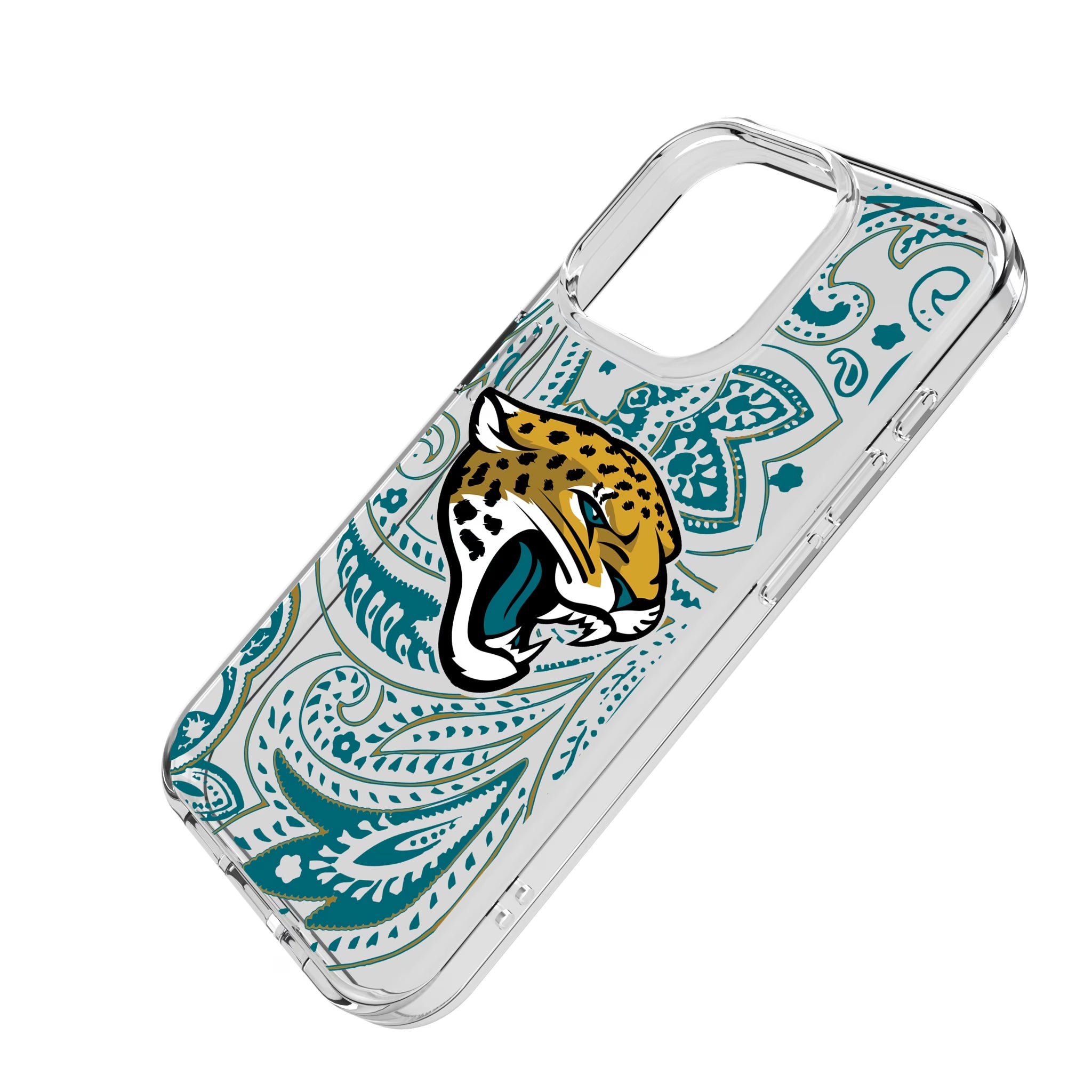 Jacksonville Jaguars Paisley iPhone Clear Phone Case for Apple iPhone - Isometric View