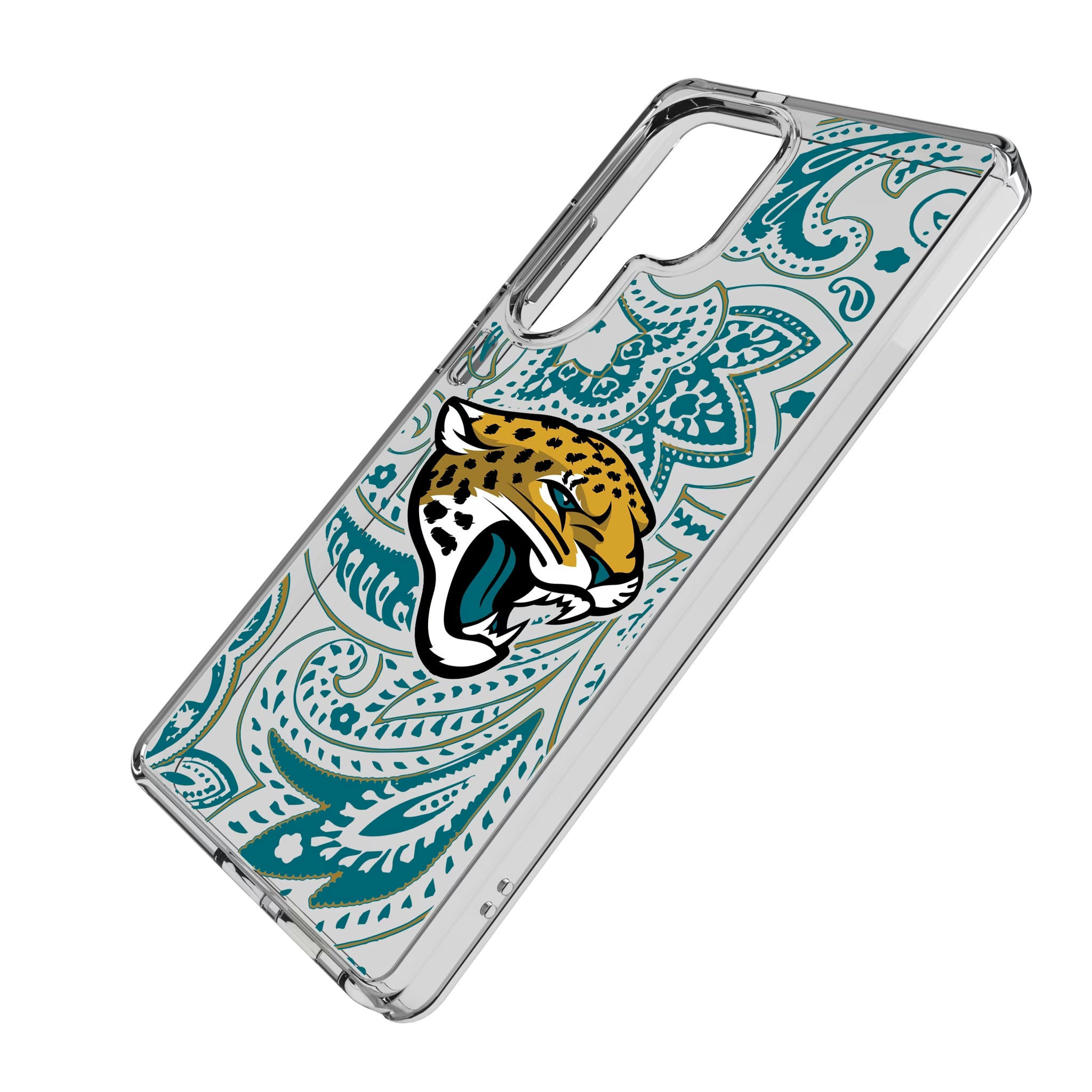 Jacksonville Jaguars Paisley Galaxy Clear Phone Case for Samsung Galaxy - Isometric View