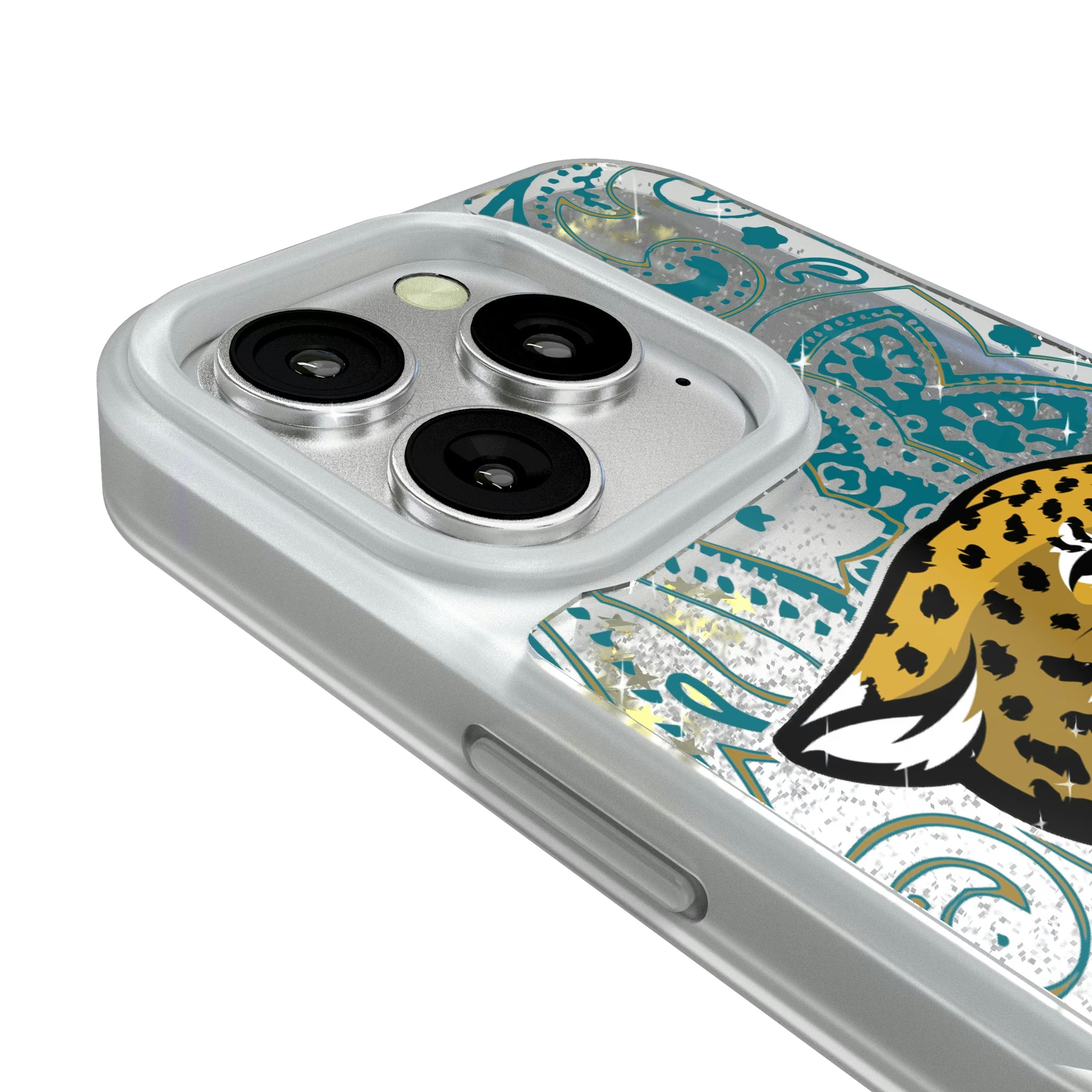 Jacksonville Jaguars Paisley iPhone Glitter Phone Case for Apple iPhone - Detail#Device_iPhone 16 Pro