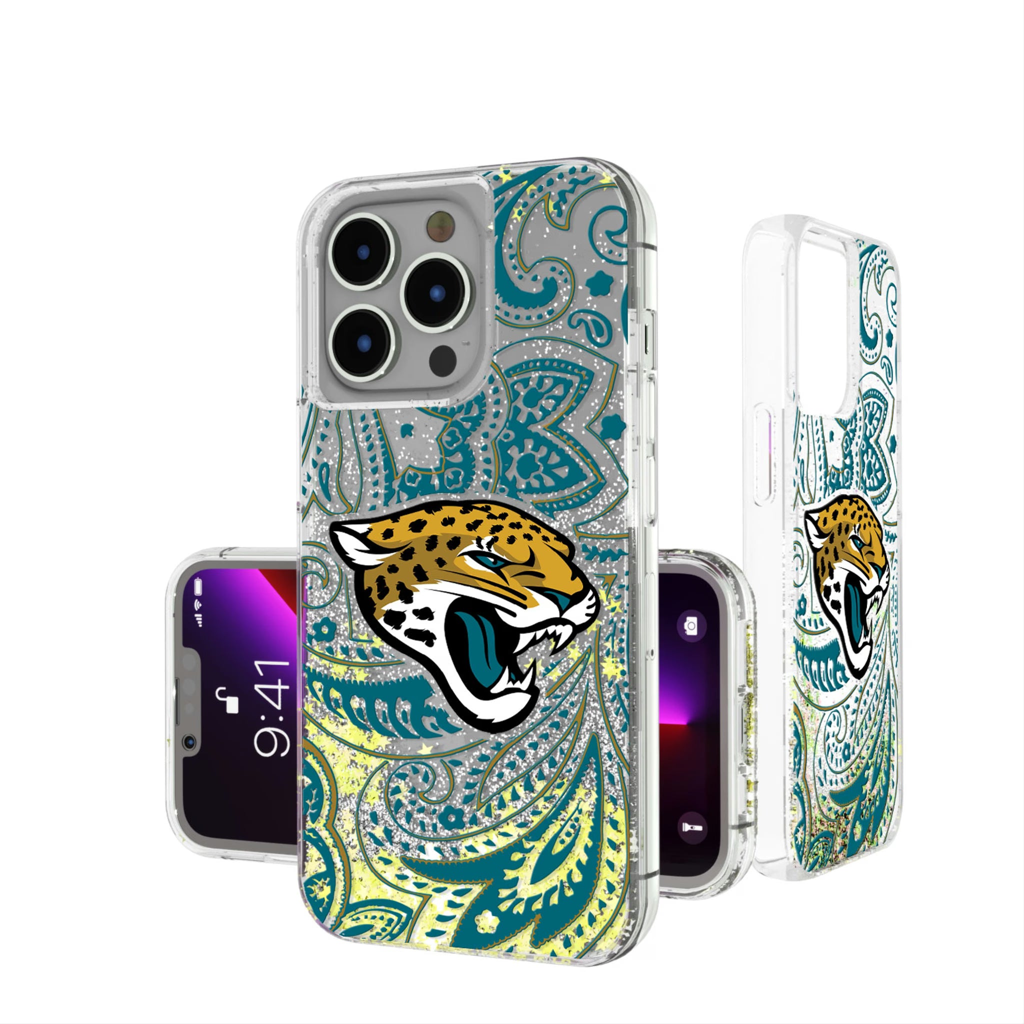 Jacksonville Jaguars Paisley iPhone Glitter Phone Case for Apple iPhone