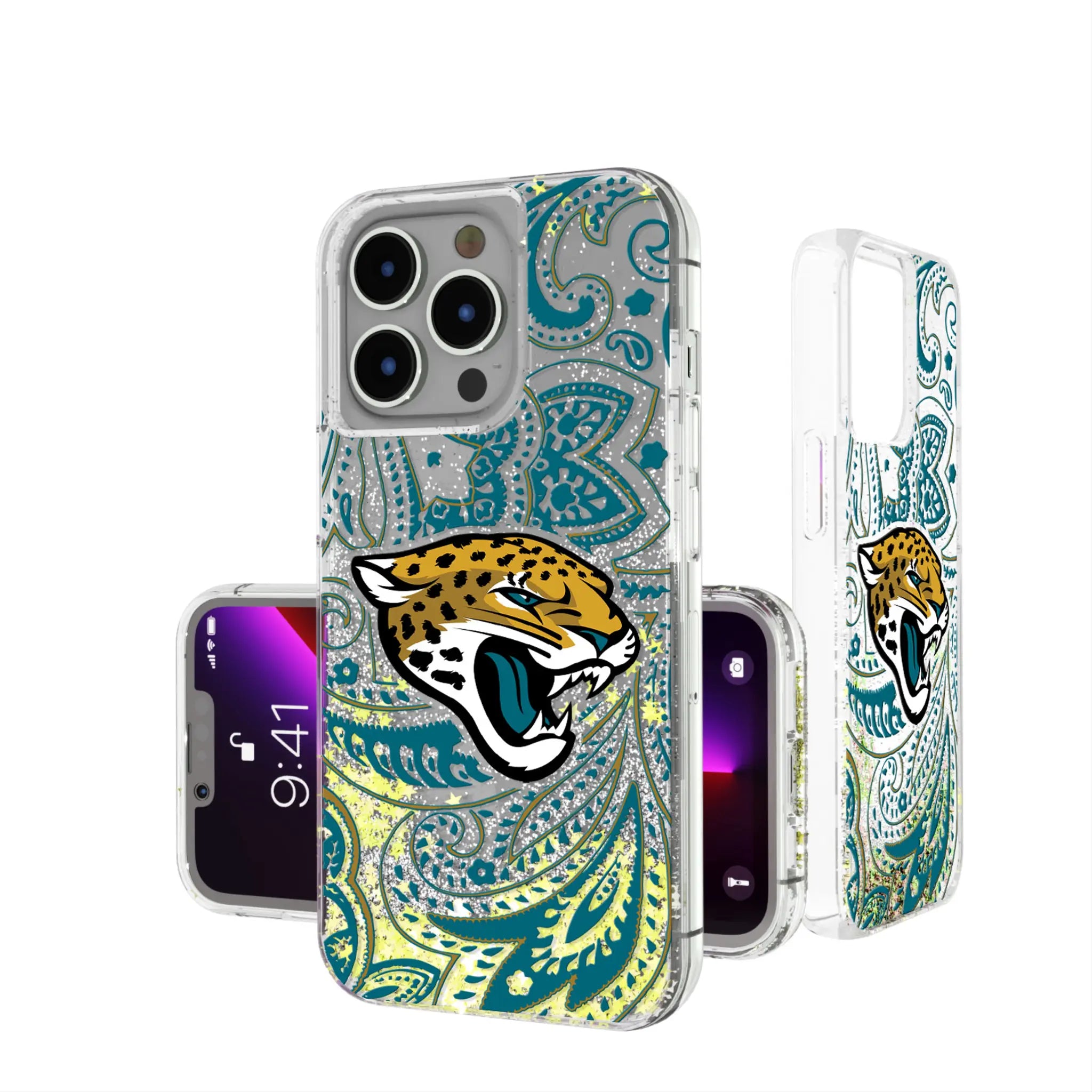 Jacksonville Jaguars Paisley iPhone Glitter Phone Case for Apple iPhone