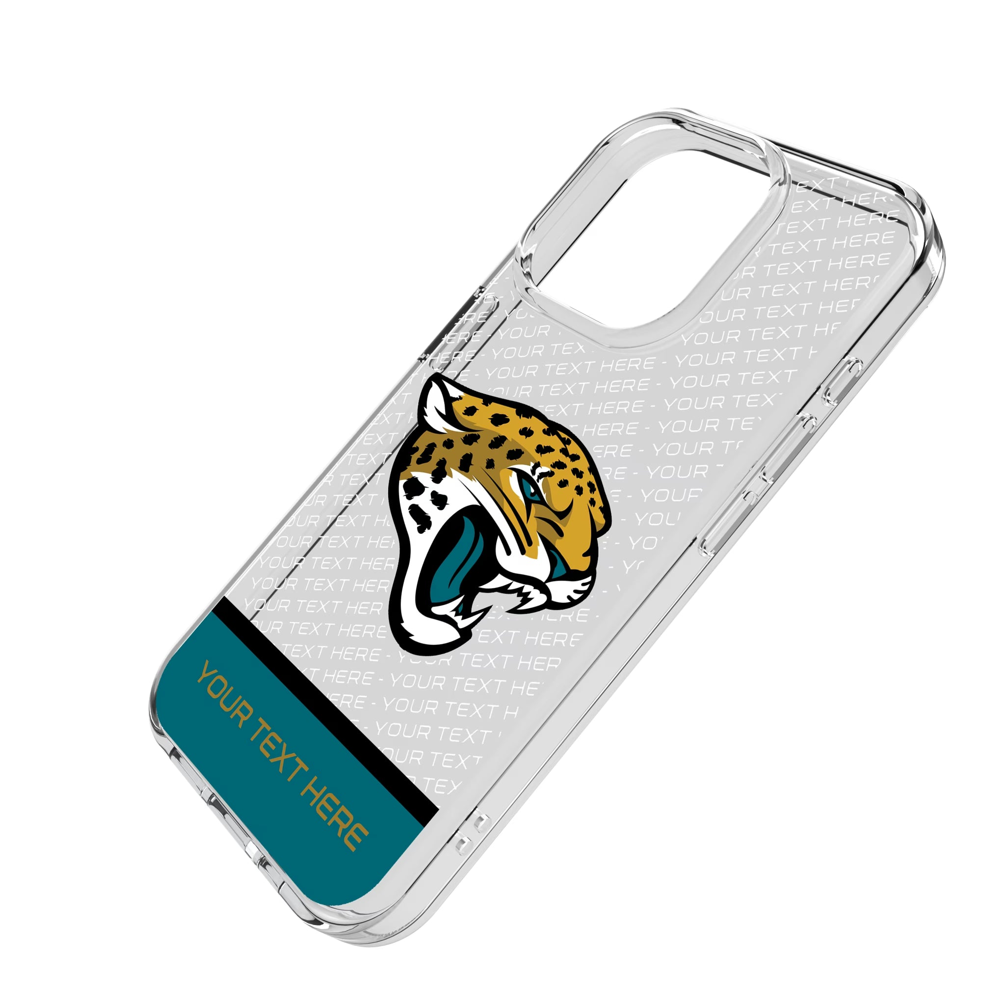 Jacksonville Jaguars Personalized EndZone Plus iPhone Clear Phone Case for Apple iPhone - Isometric View