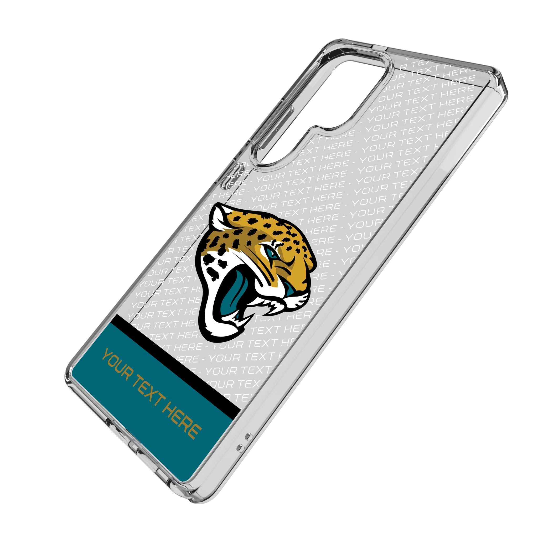 Jacksonville Jaguars Personalized EndZone Plus Galaxy Clear Phone Case for Samsung Galaxy - Isometric View