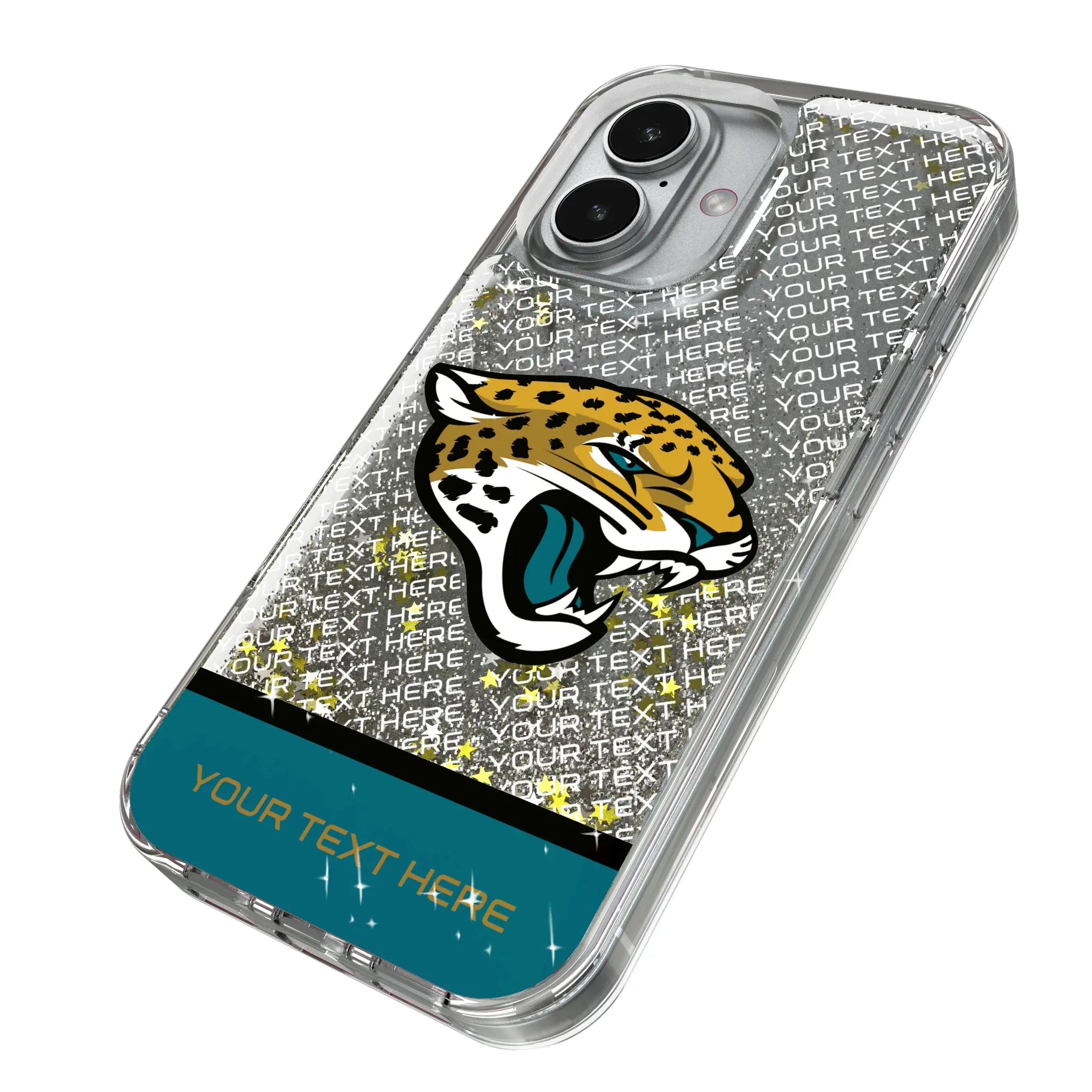Jacksonville Jaguars Personalized EndZone Plus iPhone Glitter Phone Case for Apple iPhone - Isometric View