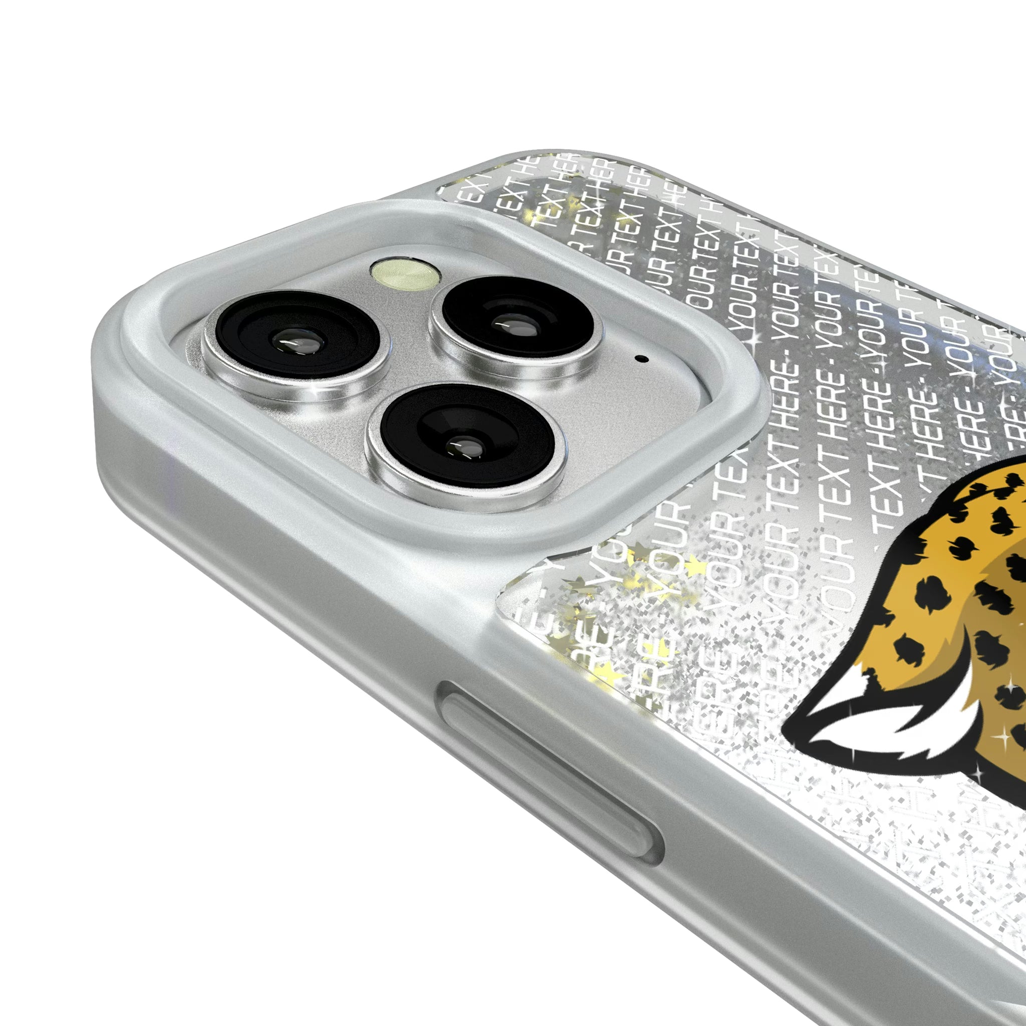 Jacksonville Jaguars Personalized EndZone Plus iPhone Glitter Phone Case for Apple iPhone - Detail#Device_iPhone 16 Pro
