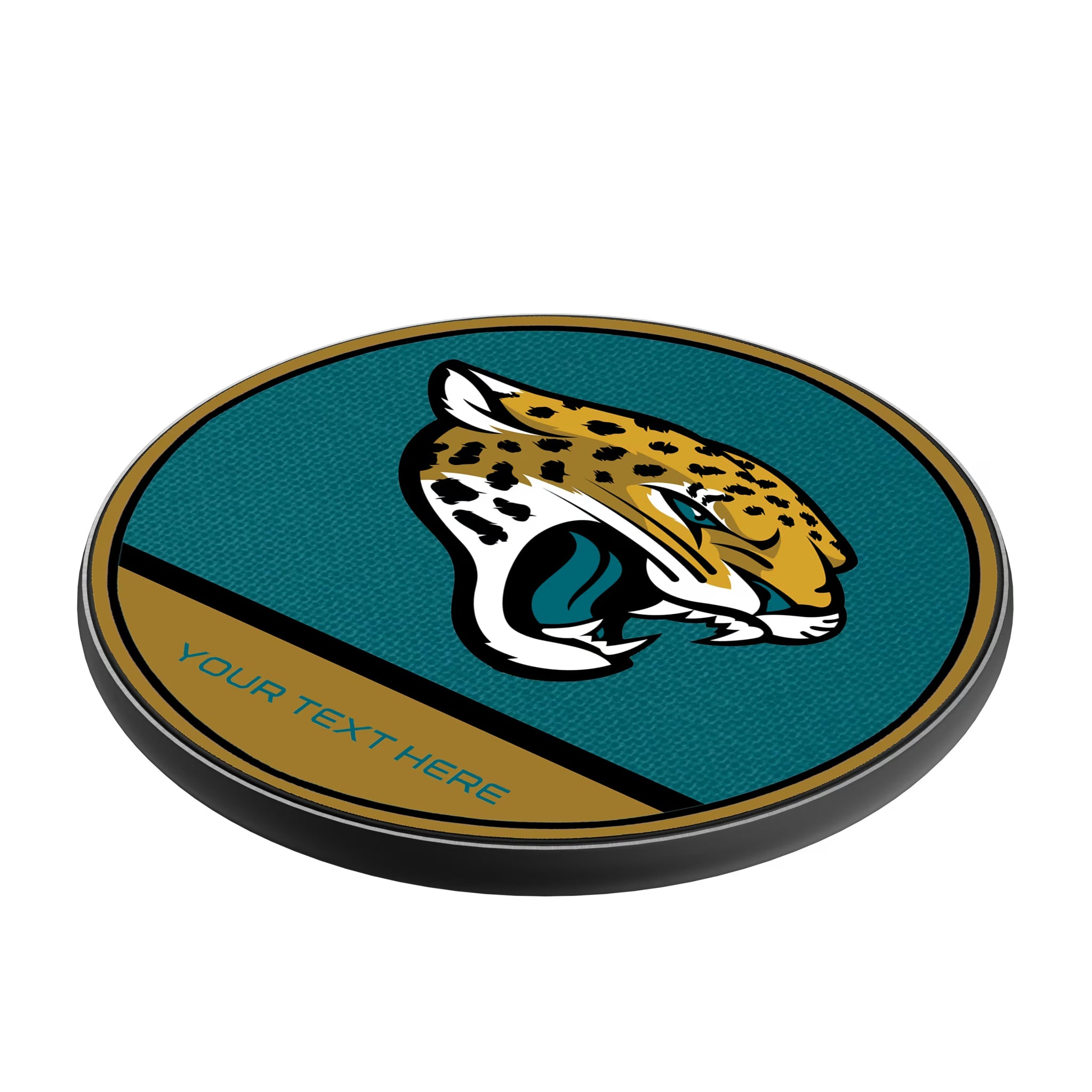 Jacksonville Jaguars Personalized Endzone Solid 15-Watt Wireless Charger - Isometric View