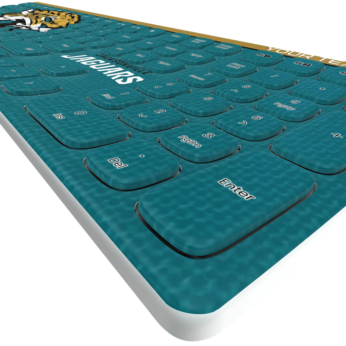 Jacksonville Jaguars Personalized Endzone Solid KKB605 Curved Wireless Keyboard - Detail