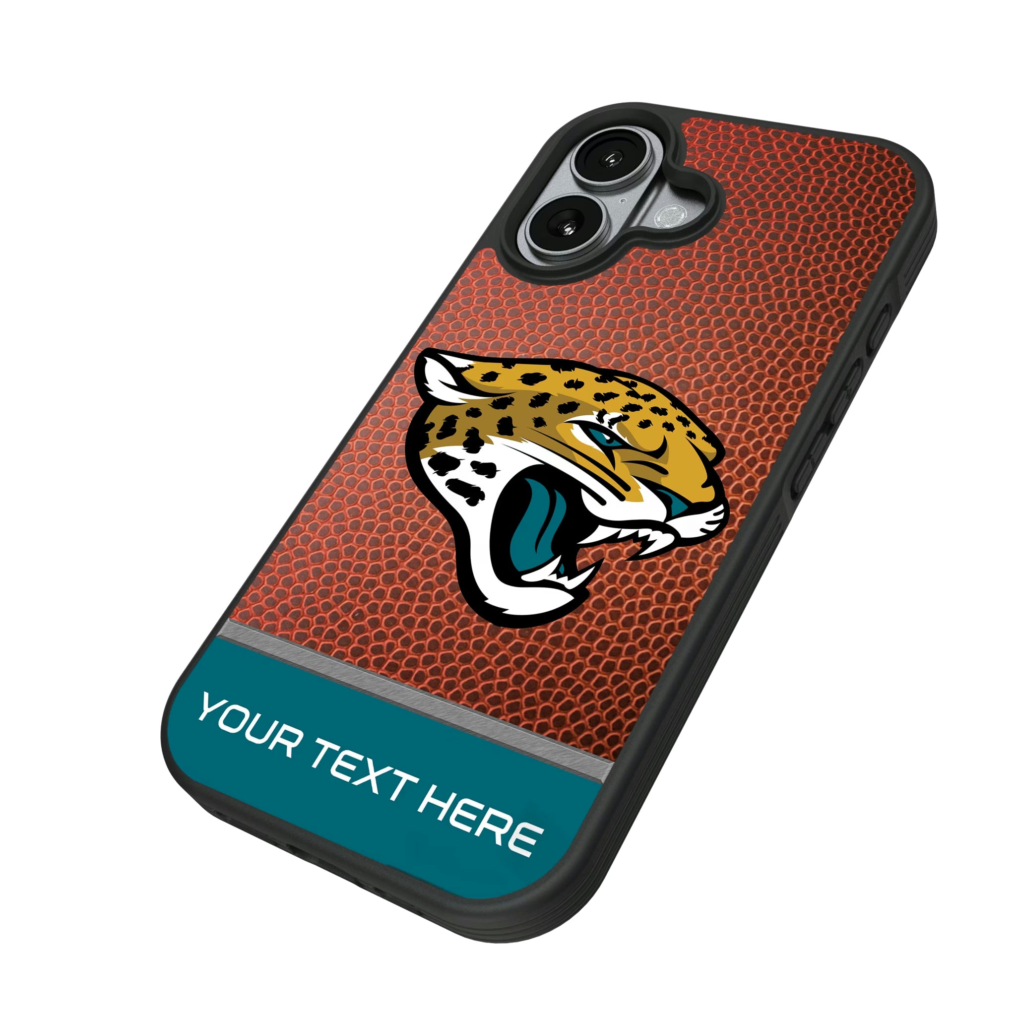 Jacksonville Jaguars Personalized Football iPhone Bump Phone Case for Apple iPhone - Isometric View#Device_iPhone 17