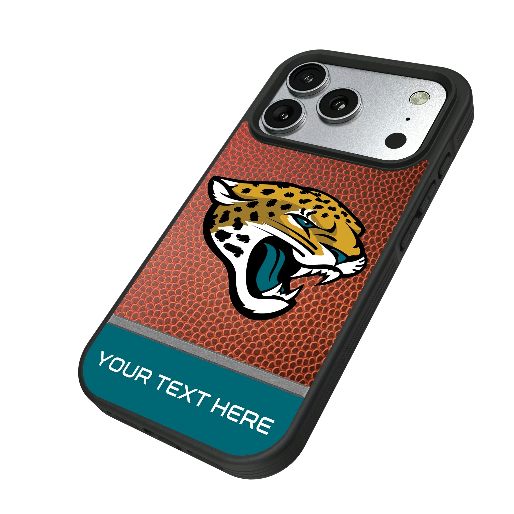 Jacksonville Jaguars Personalized Football iPhone Bump Phone Case for Apple iPhone - Isometric View#Device_iPhone 17 Pro