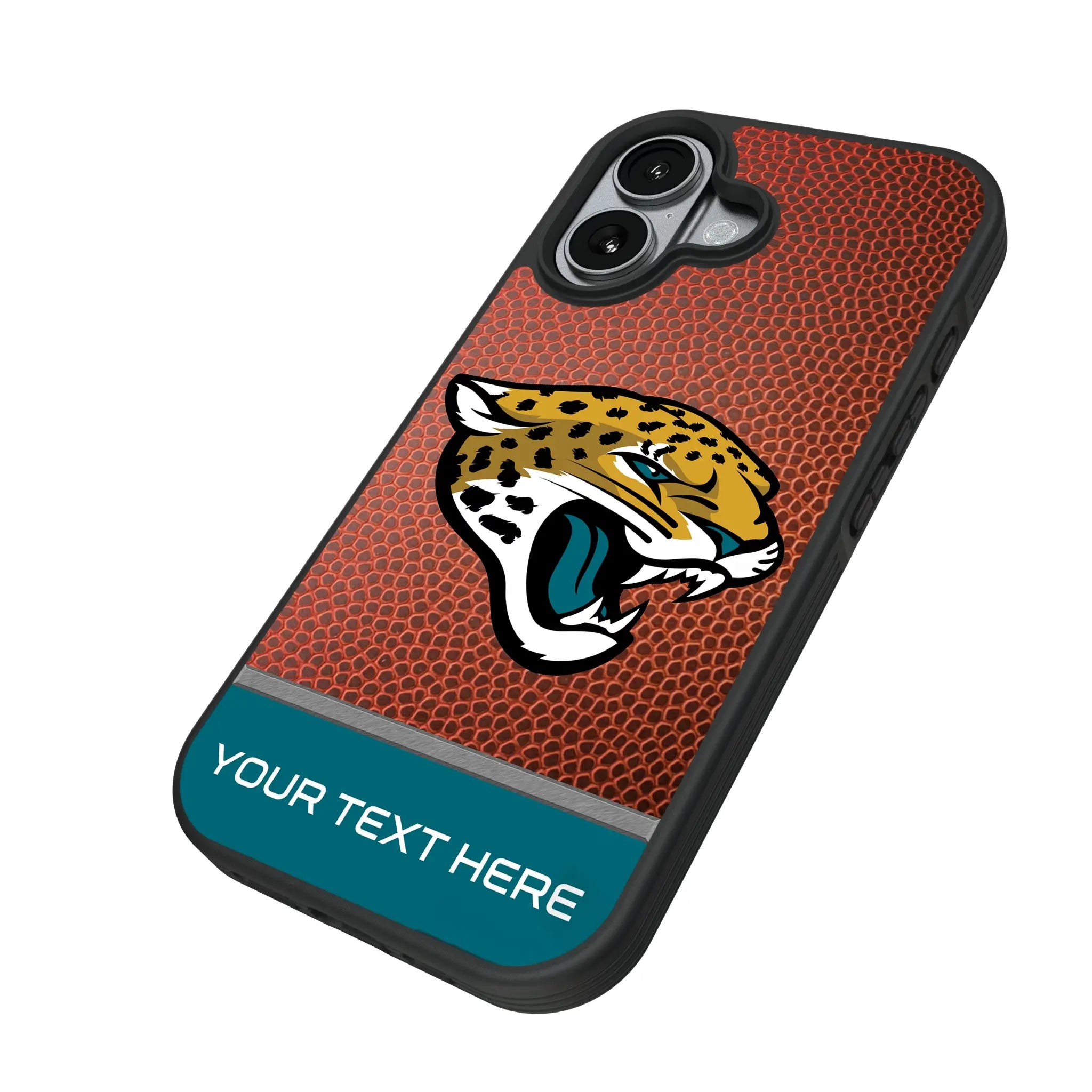 Jacksonville Jaguars Personalized Football iPhone Bump Phone Case for Apple iPhone - Isometric View#Device_iPhone 17