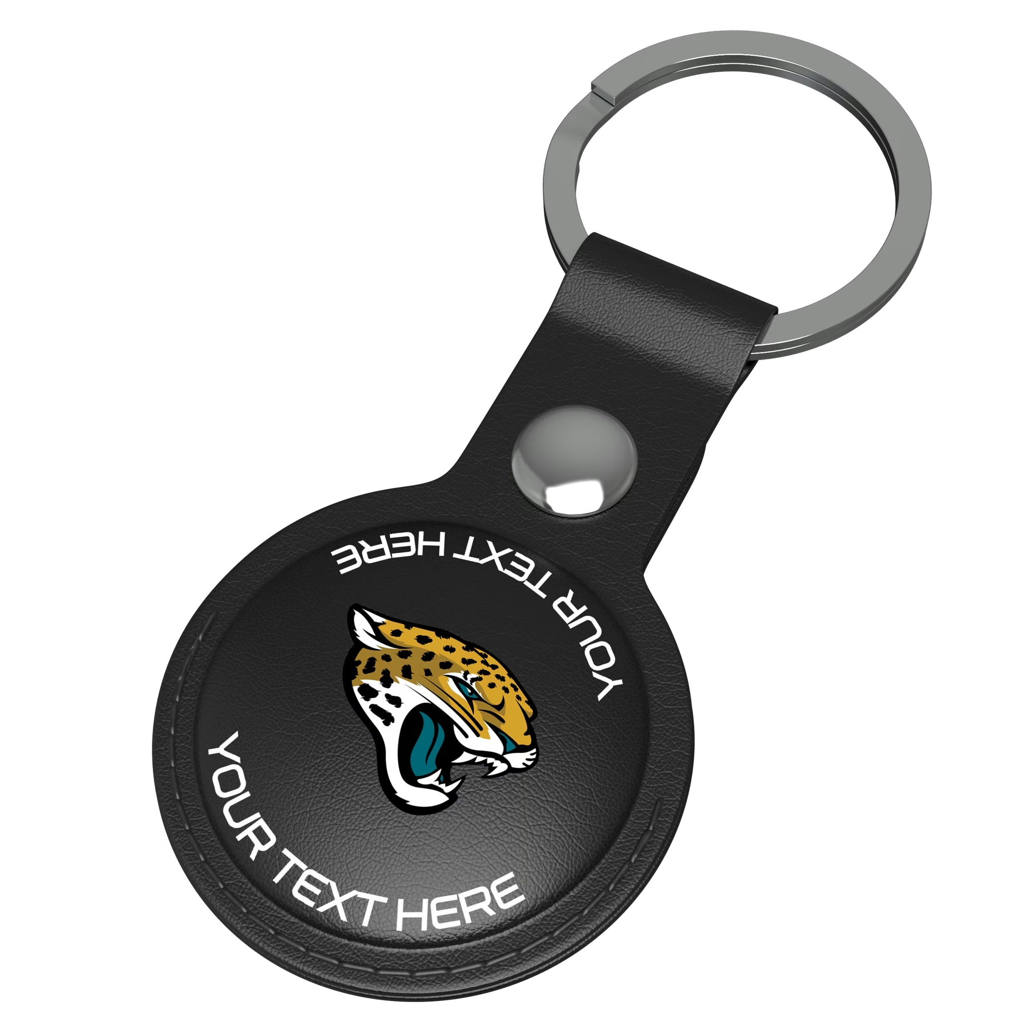 Jacksonville Jaguars Personalized Insignia AirTag Black Airtag Holder - Isometric View