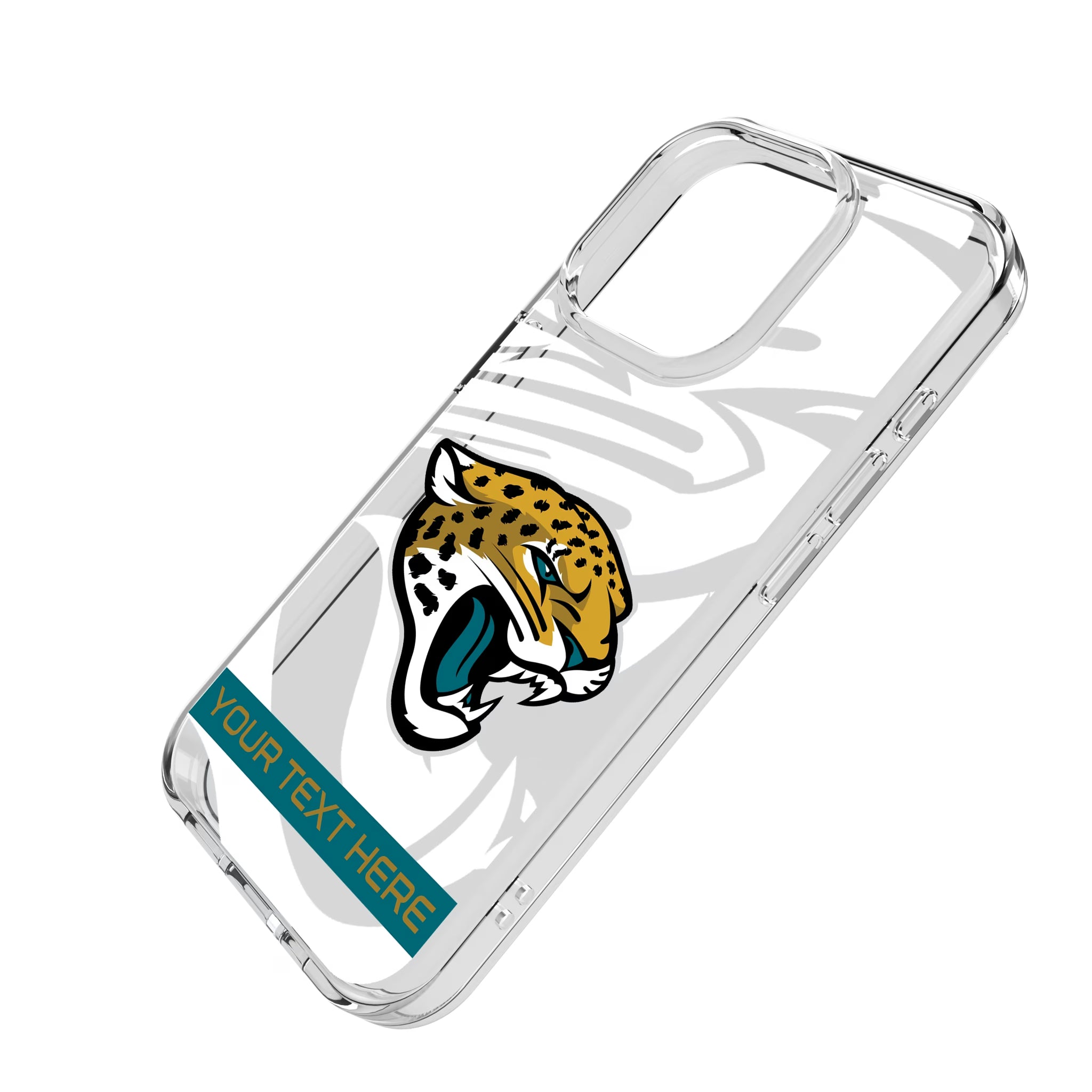 Jacksonville Jaguars Personalized Tilt iPhone Clear Phone Case for Apple iPhone - Isometric View