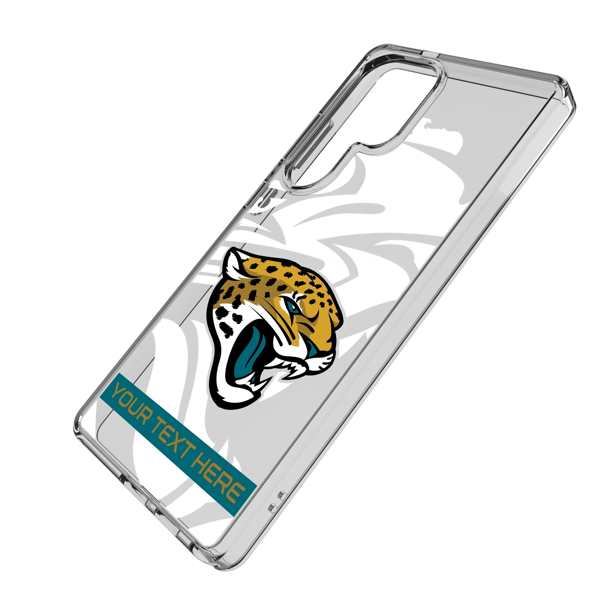 Jacksonville Jaguars Personalized Tilt Galaxy Clear Phone Case for Samsung Galaxy - Isometric View