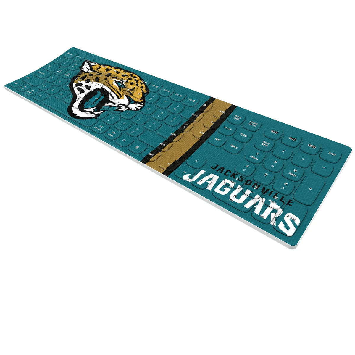 Jacksonville Jaguars Stripe KKB605 Curved Wireless Keyboard - Isometric View