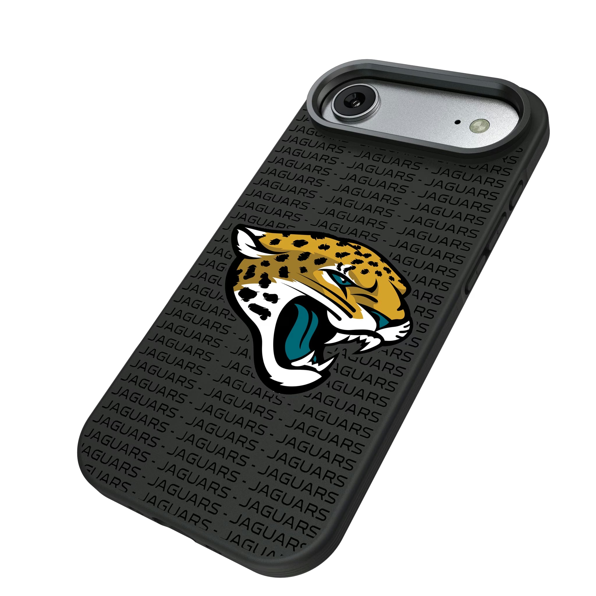 Jacksonville Jaguars Text Backdrop iPhone Bump Phone Case for Apple iPhone - Isometric View#Device_iPhone Air