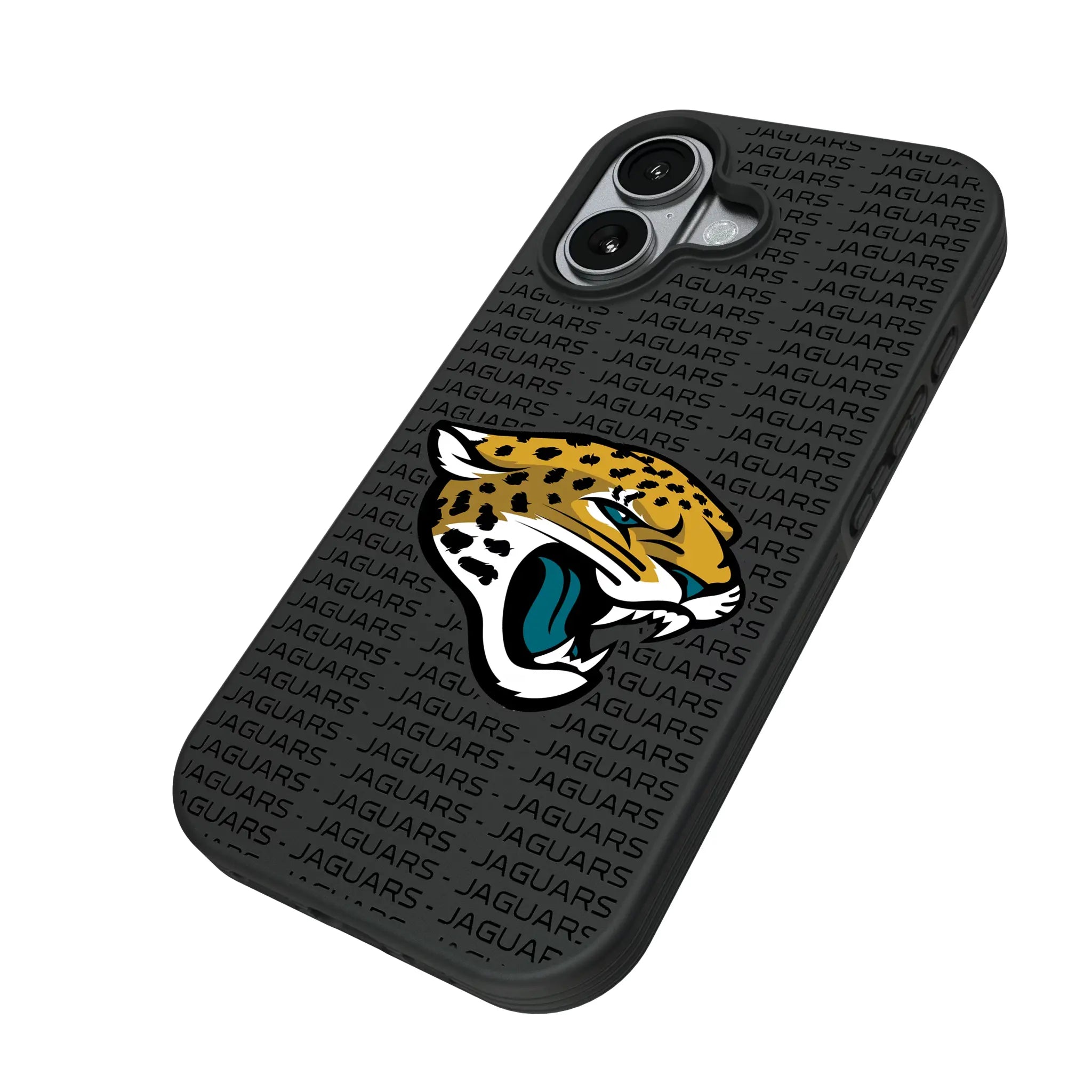Jacksonville Jaguars Text Backdrop iPhone Bump Phone Case for Apple iPhone - Isometric View#Device_iPhone 17