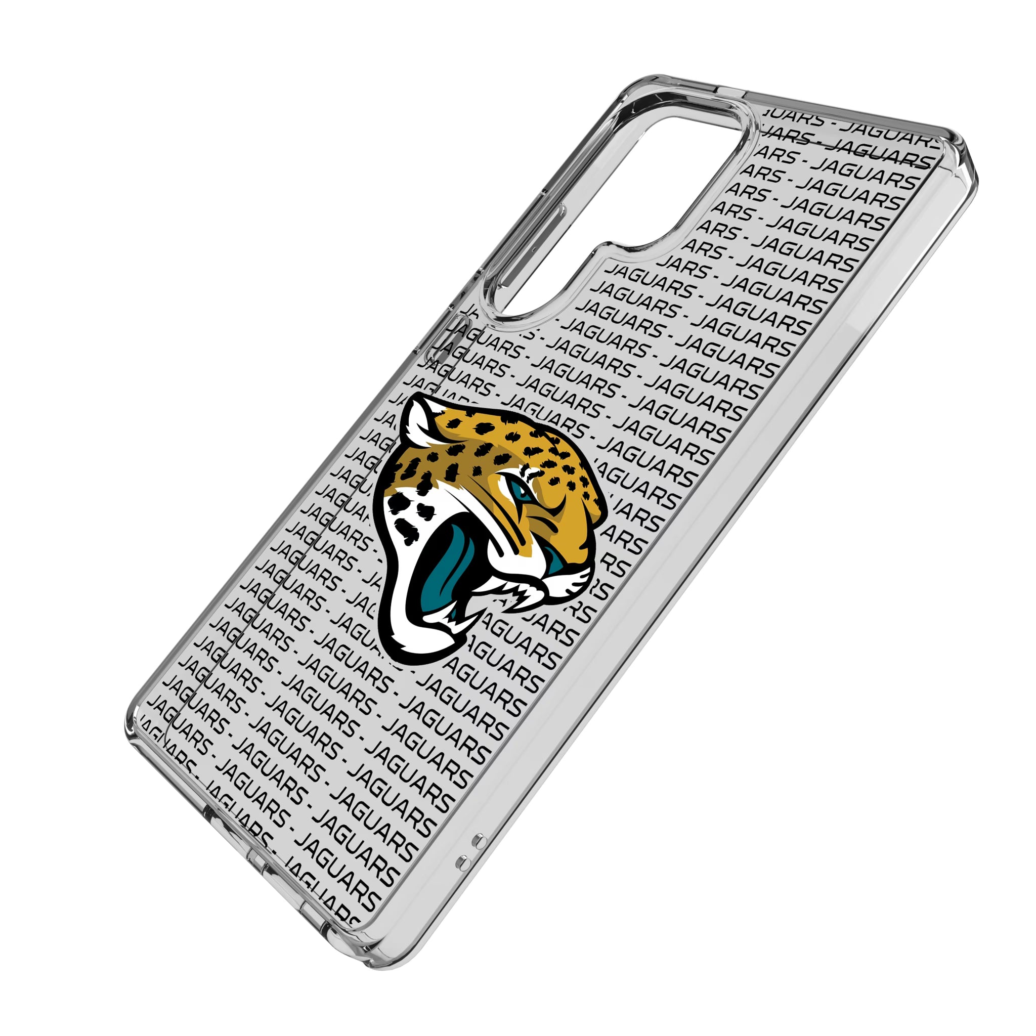 Jacksonville Jaguars Text Backdrop Galaxy Clear Phone Case for Samsung Galaxy - Isometric View