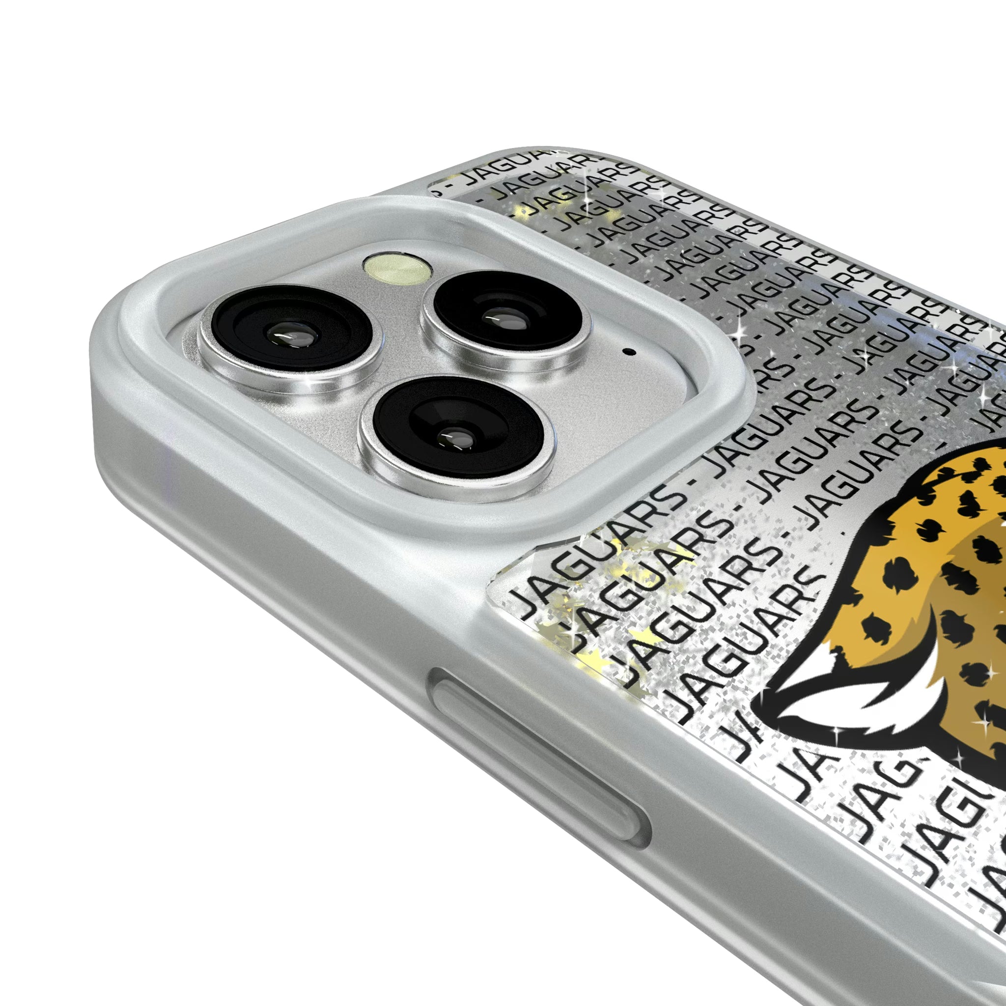 Jacksonville Jaguars Text Backdrop iPhone Glitter Phone Case for Apple iPhone - Detail#Device_iPhone 16 Pro