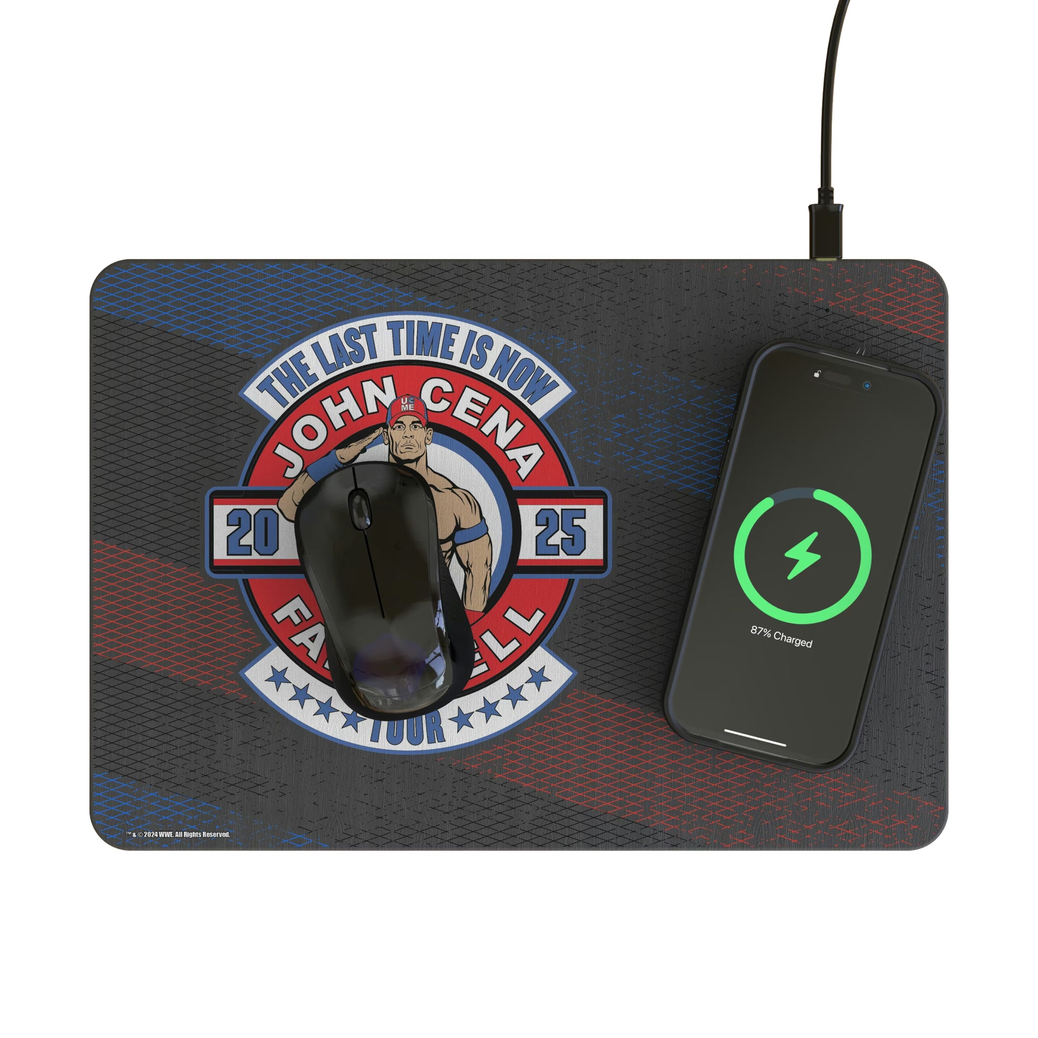 John Cena Farewell Tour Steel 15-Watt Wireless Charger and Mouse Pad - Lifestyle