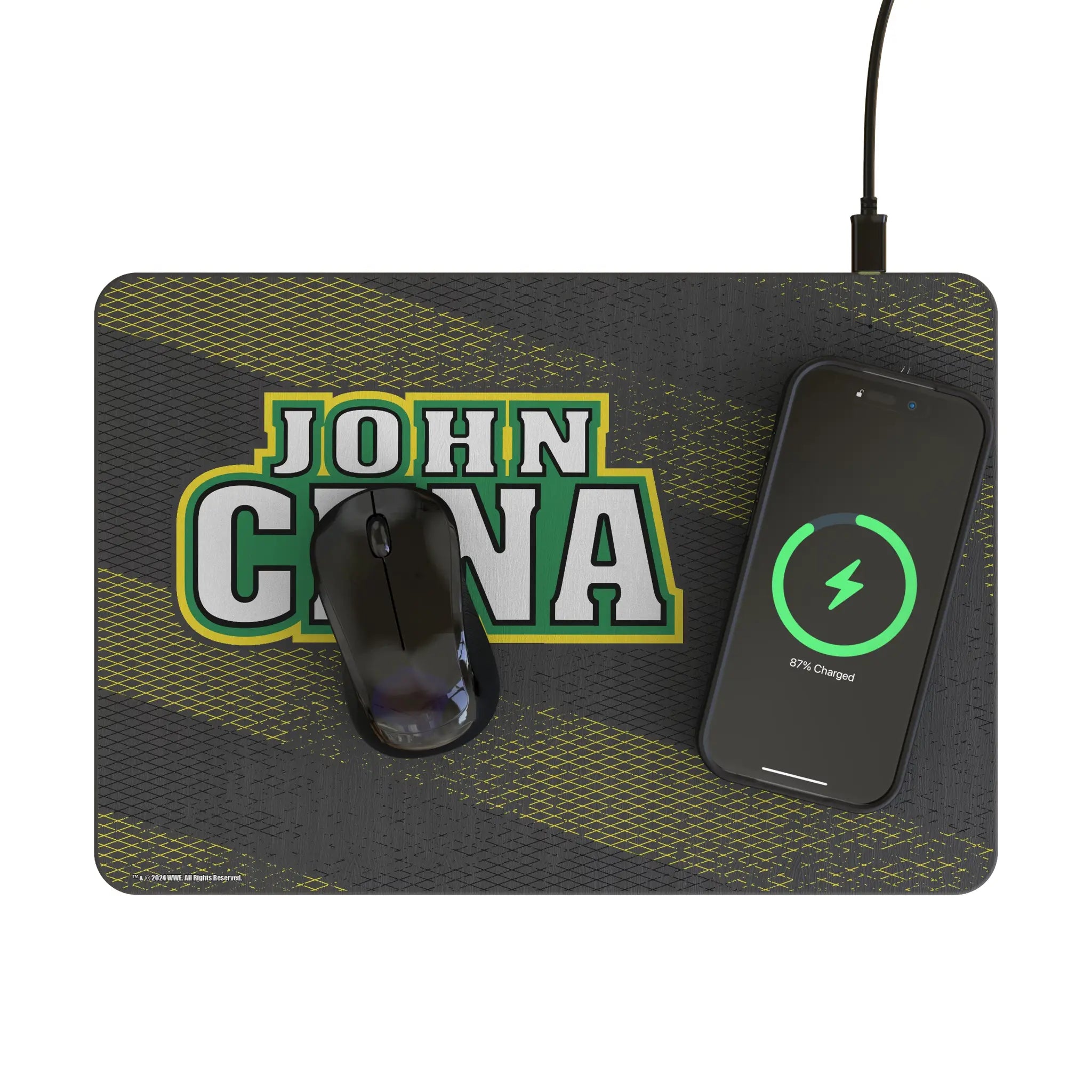 John Cena Steel 15-Watt Wireless Charger and Mouse Pad - Lifestyle