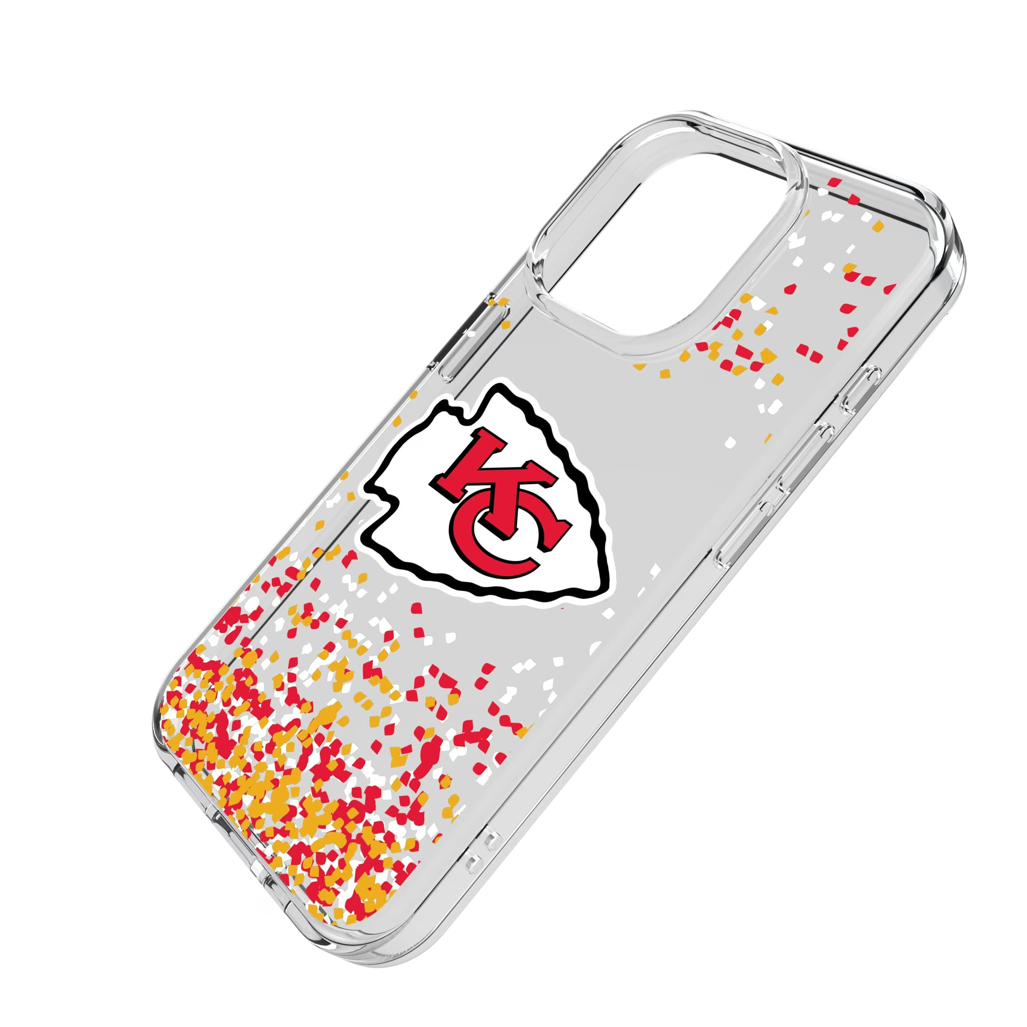 Kansas City Chiefs Confetti iPhone Clear Phone Case for Apple iPhone - Isometric View