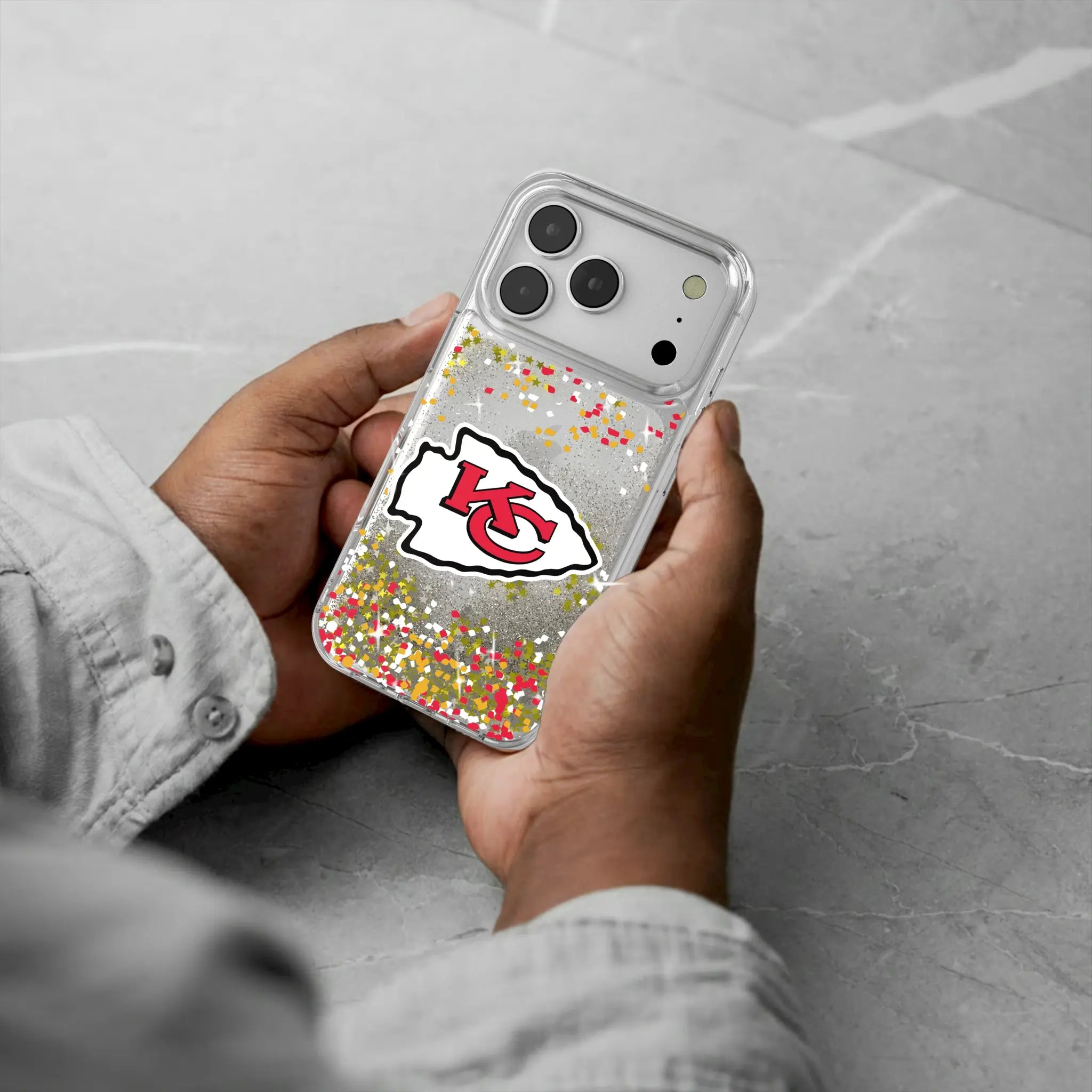 Kansas City Chiefs Confetti iPhone Glitter Phone Case for Apple iPhone - Lifestyle