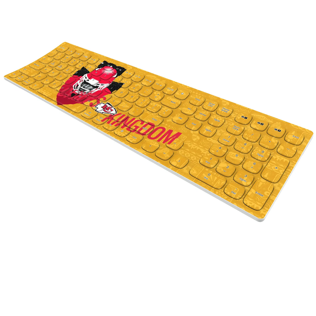 Kansas City Chiefs Deco KKB605 Curved Wireless Keyboard - Isometric View