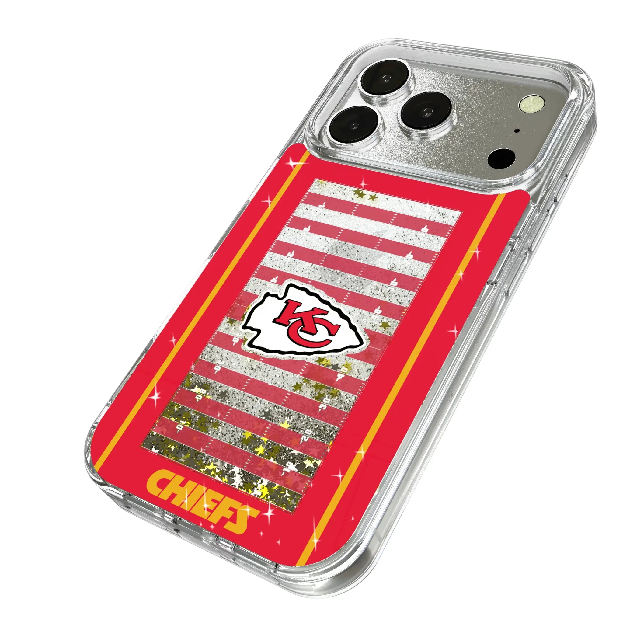 Kansas City Chiefs Field iPhone Glitter Phone Case for Apple iPhone - Isometric View