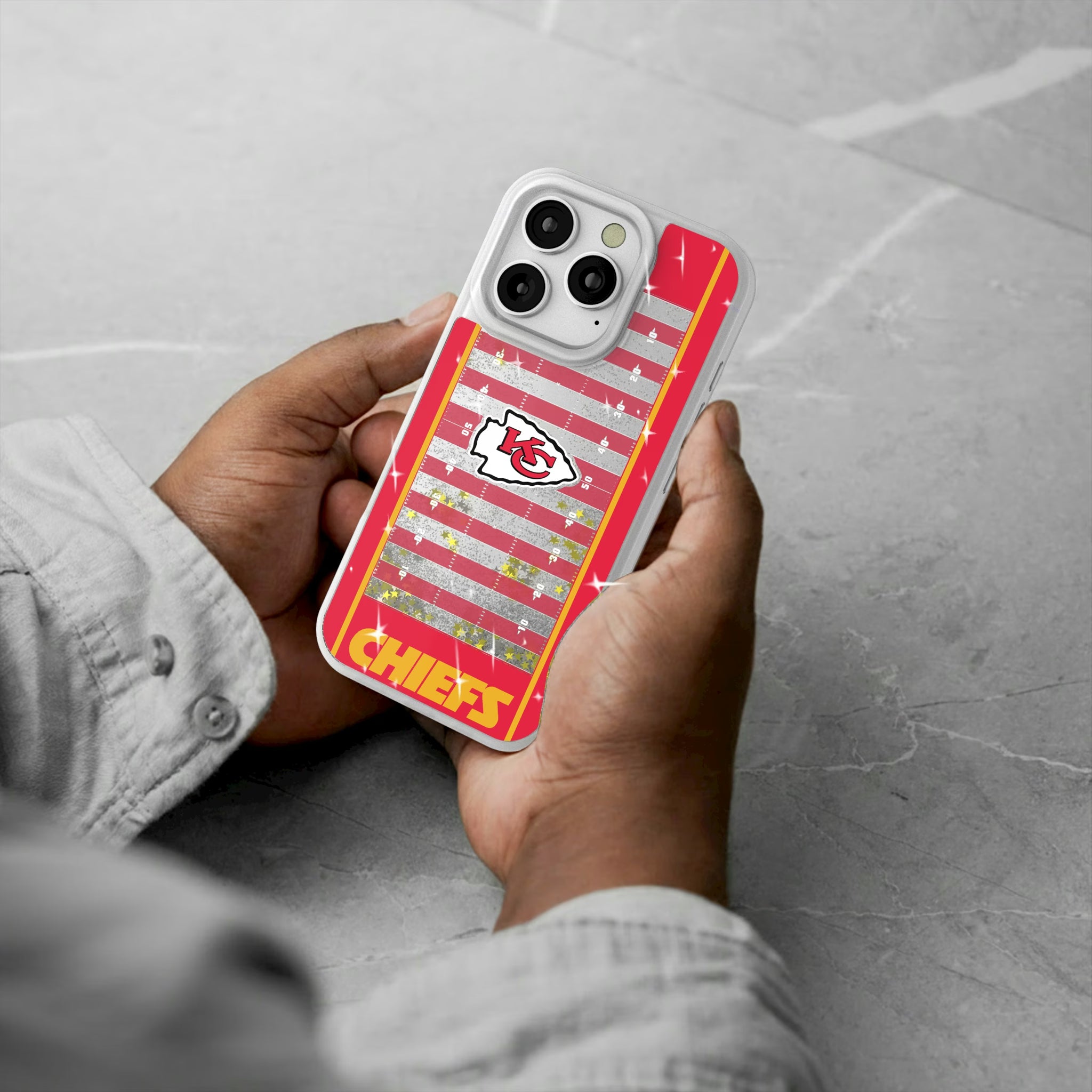 Kansas City Chiefs Field iPhone Glitter Phone Case for Apple iPhone - Lifestyle#Device_iPhone 16 Pro