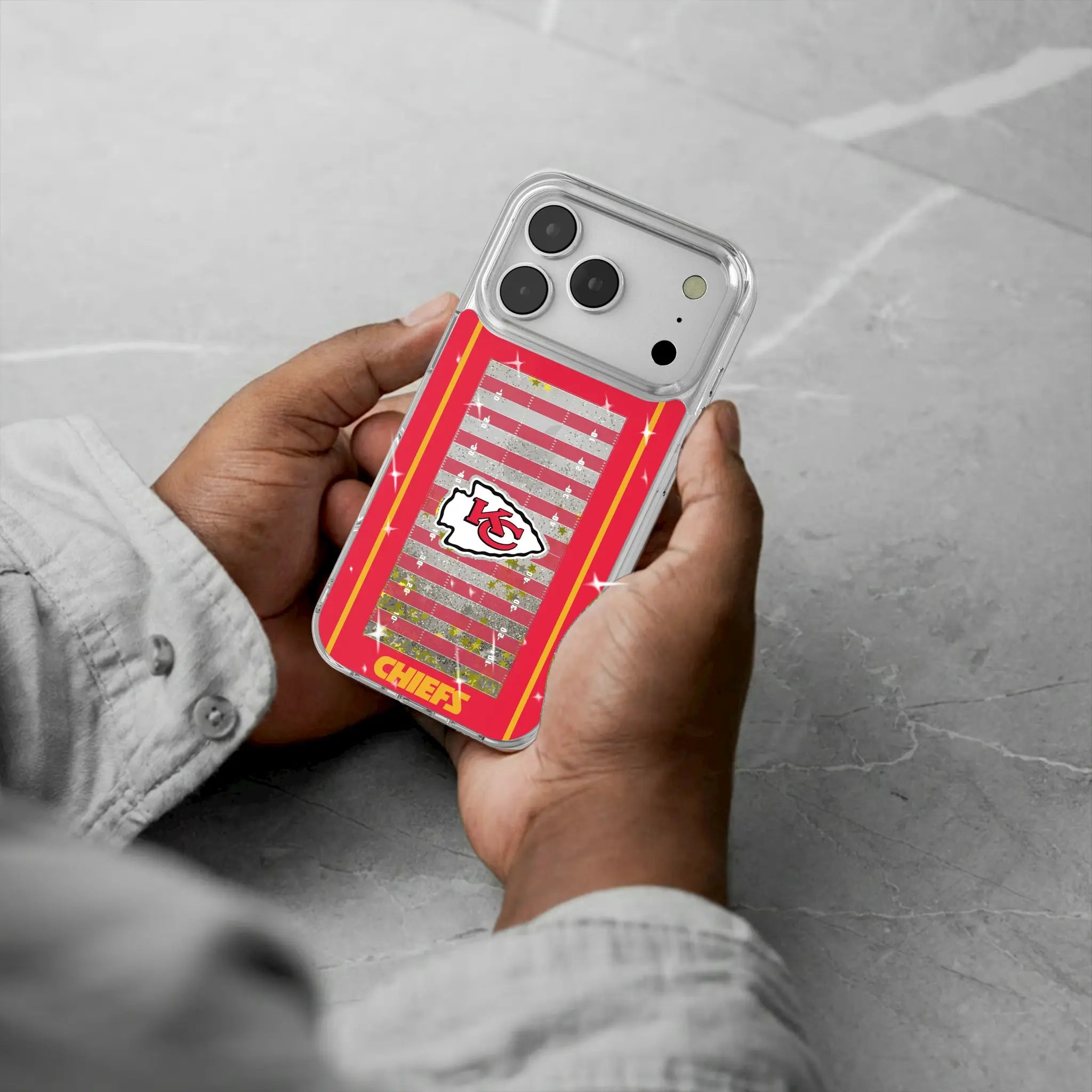 Kansas City Chiefs Field iPhone Glitter Phone Case for Apple iPhone - Lifestyle