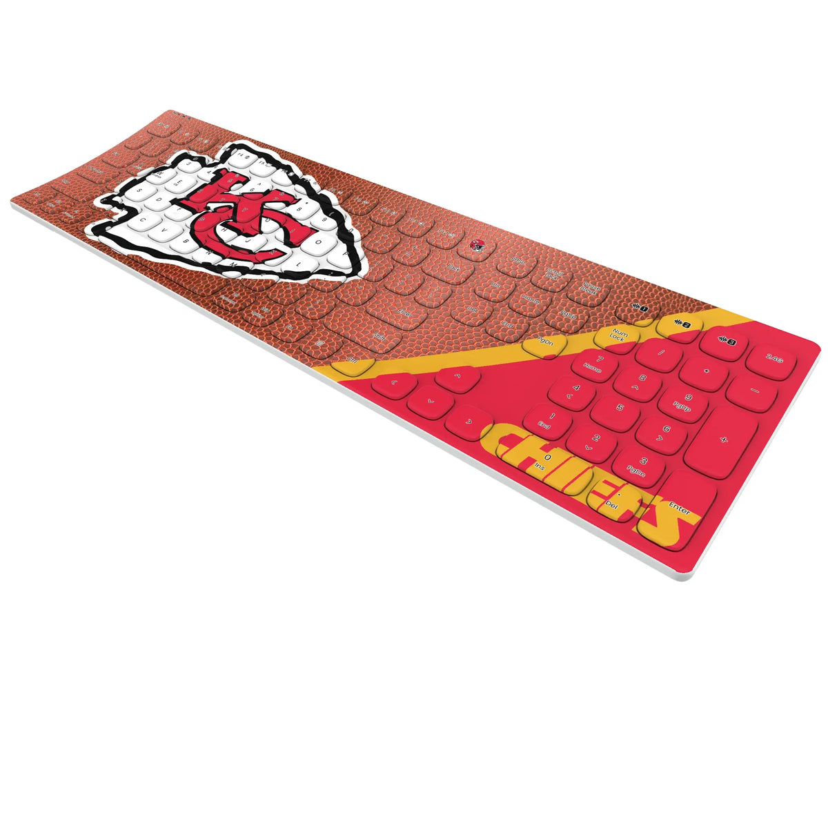 Kansas City Chiefs Football KKB605 Curved Wireless Keyboard - Isometric View