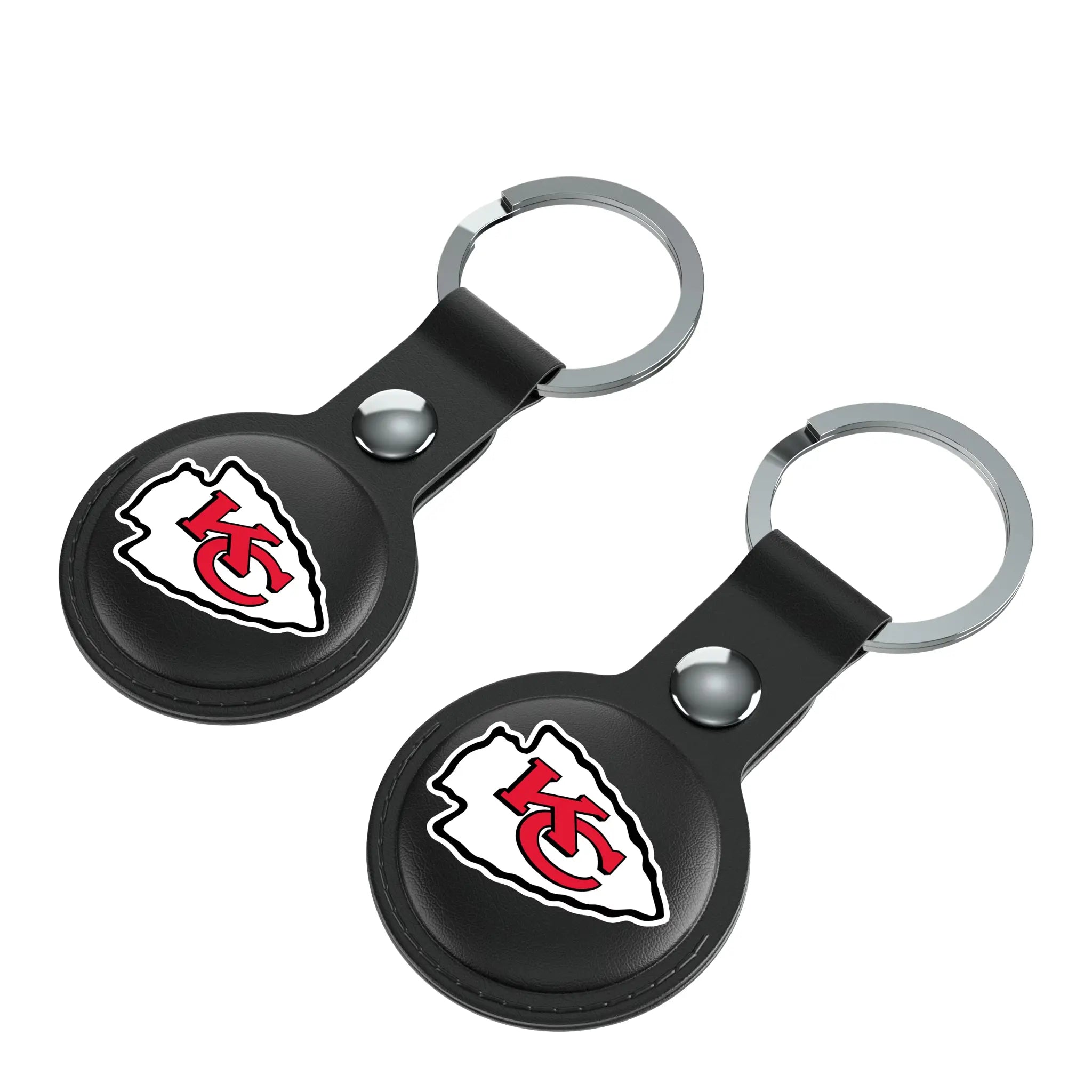 Kansas City Chiefs Insignia AirTag Black Airtag Holder 2-Pack - Isometric View