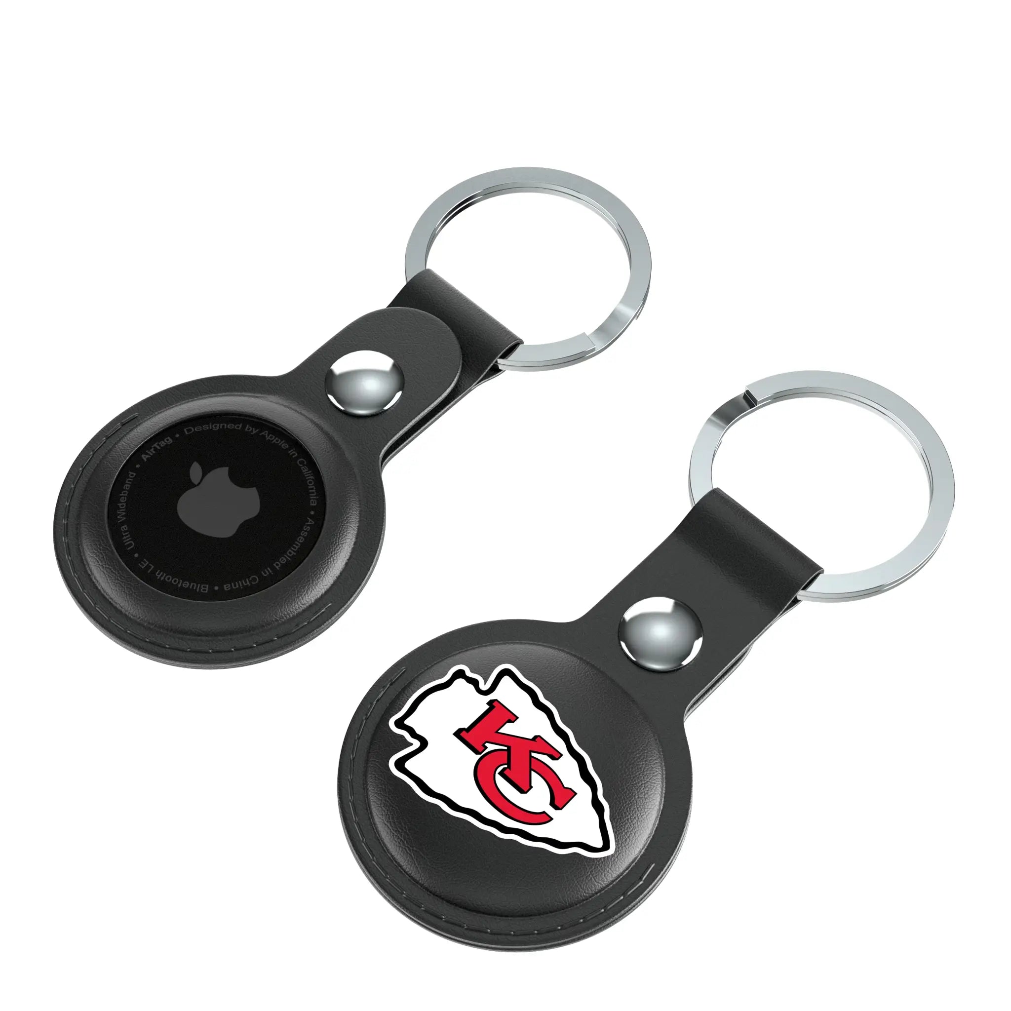 Kansas City Chiefs Insignia AirTag Black Airtag Holder 2-Pack - Isometric View