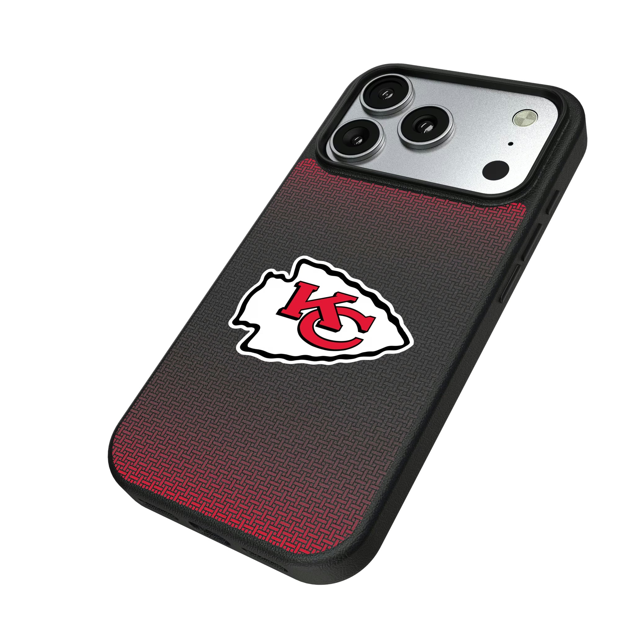 Kansas City Chiefs Linen iPhone MagSafe Compatible Phone Case for Apple iPhone - Isometric View#Device_iPhone 17 Pro