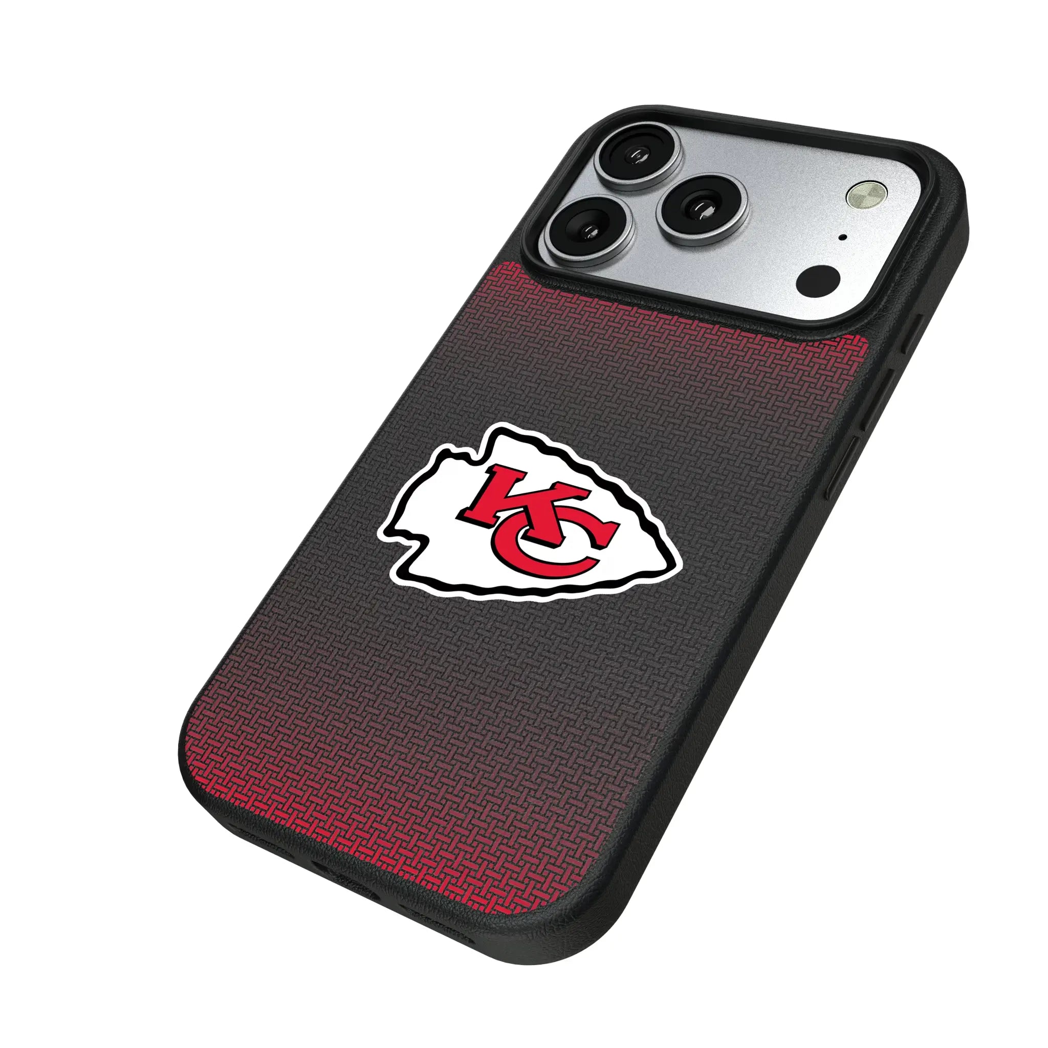 Kansas City Chiefs Linen iPhone MagSafe Compatible Phone Case for Apple iPhone - Isometric View#Device_iPhone 17 Pro