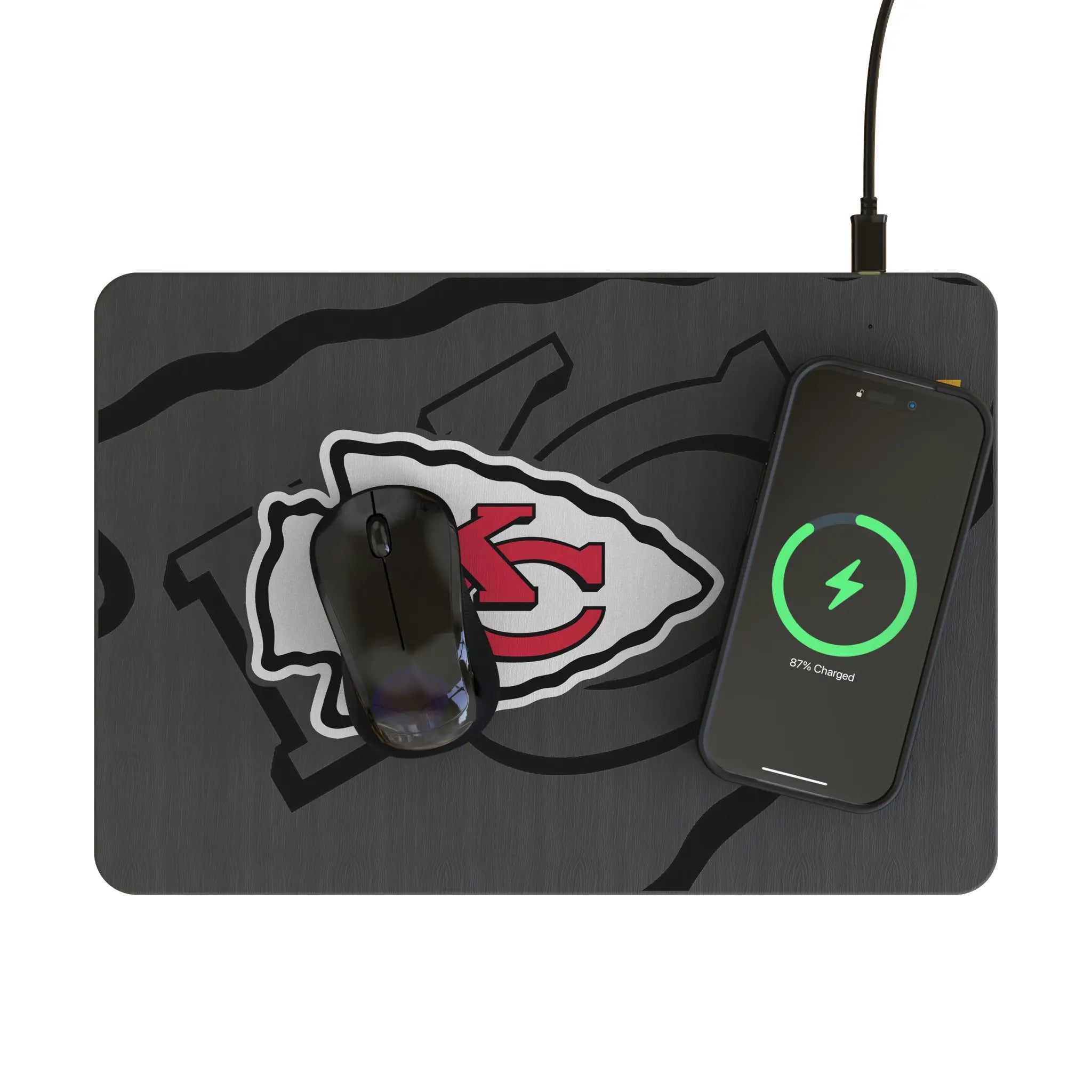 Kansas City Chiefs Monocolor Tilt 15-Watt Wireless Charger and Mouse Pad - Lifestyle